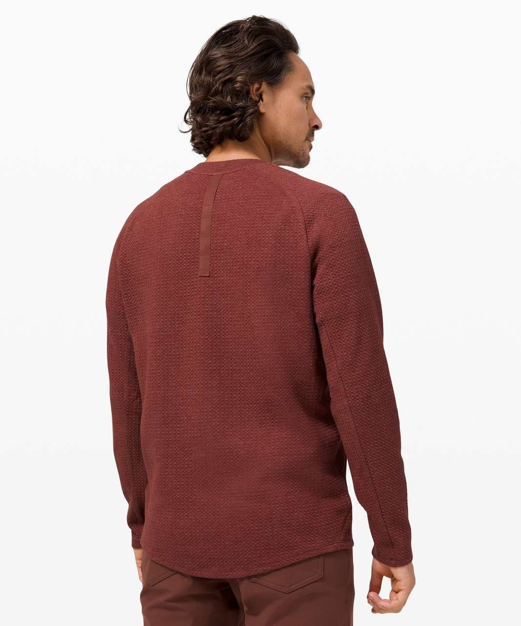 Lululemon At Ease Crew Textured Double Knit Sweatshirt Zip-Pocket Red Men's S - Thumbnail 5