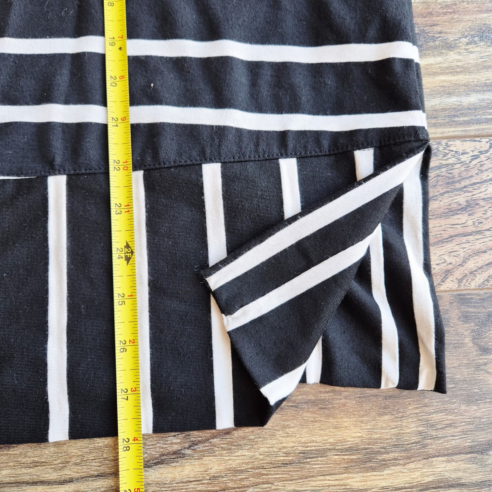 ALEMBIKA Jersey Stripe Oversize Tunic Boxy Top 3/4 Sleeve Black White Women's M - Thumbnail 10