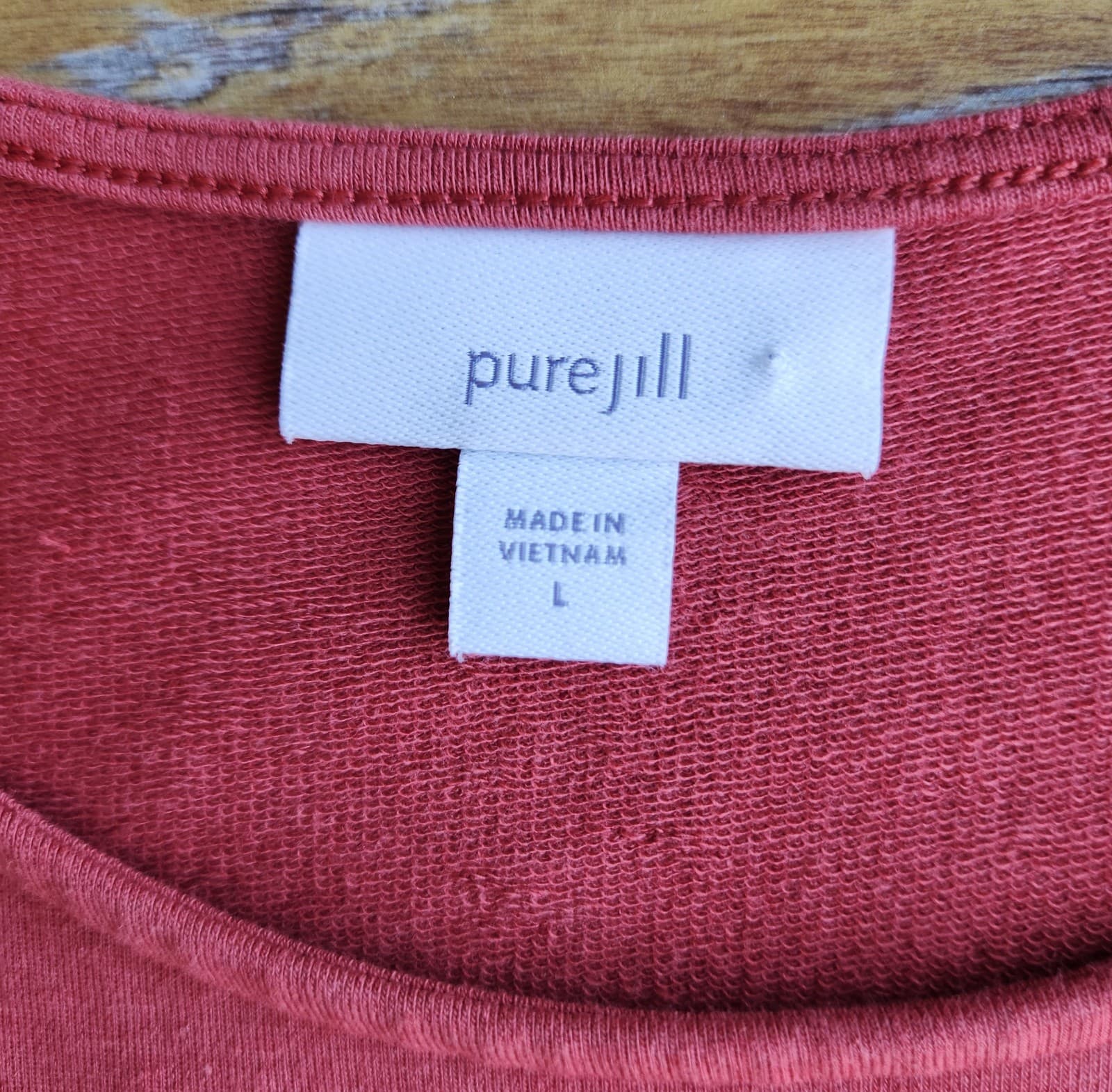 Pure Jill Affinity French Terry Tie-Waist Max Dress Long Sleeve Red Brick Sz.L - Thumbnail 10
