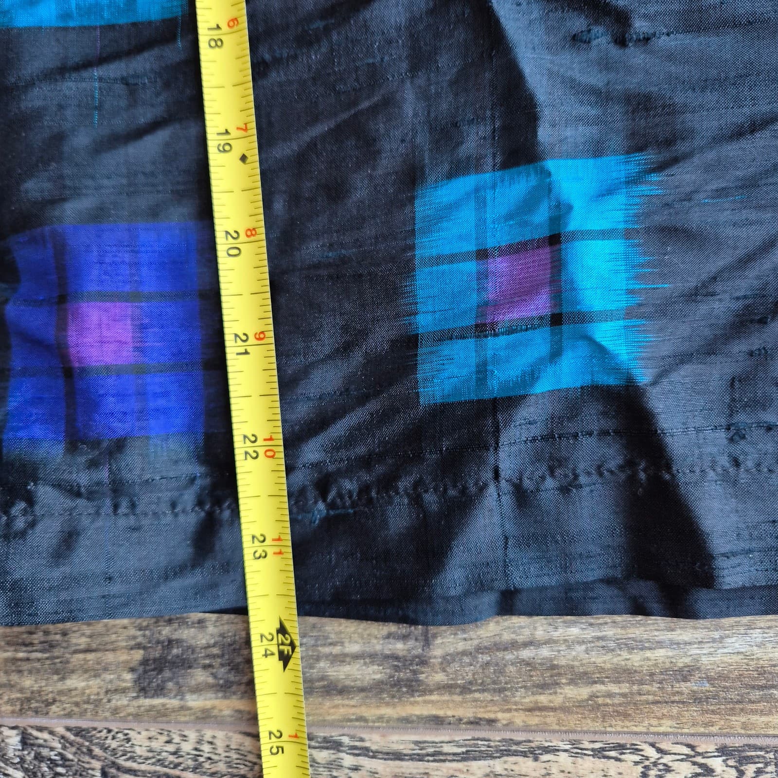 Vintage Chico's Design 100% Silk Geo-Print Boxy Shirt Button-Up Blue Black Sz.3 - Thumbnail 12