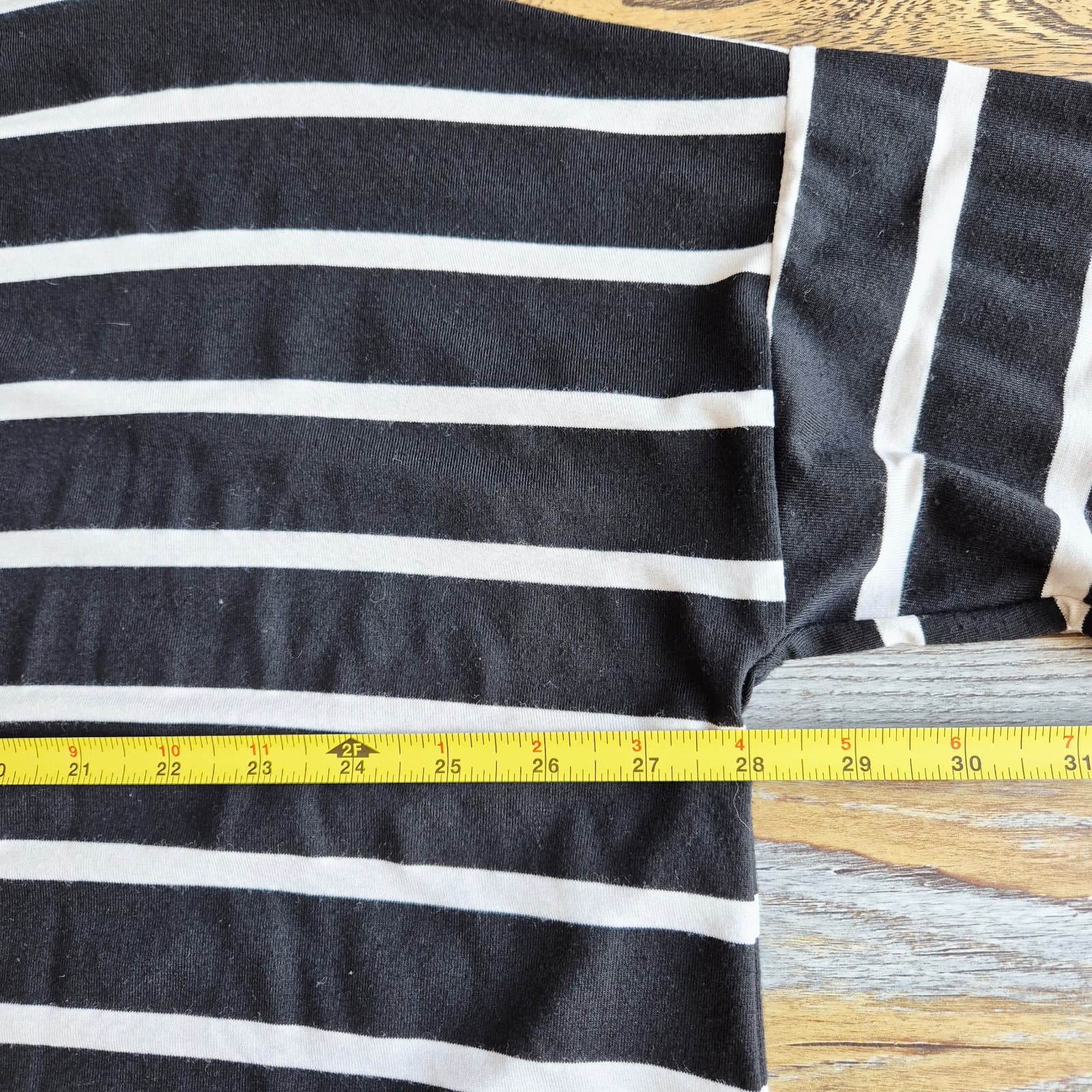 ALEMBIKA Jersey Stripe Oversize Tunic Boxy Top 3/4 Sleeve Black White Women's M - Thumbnail 9