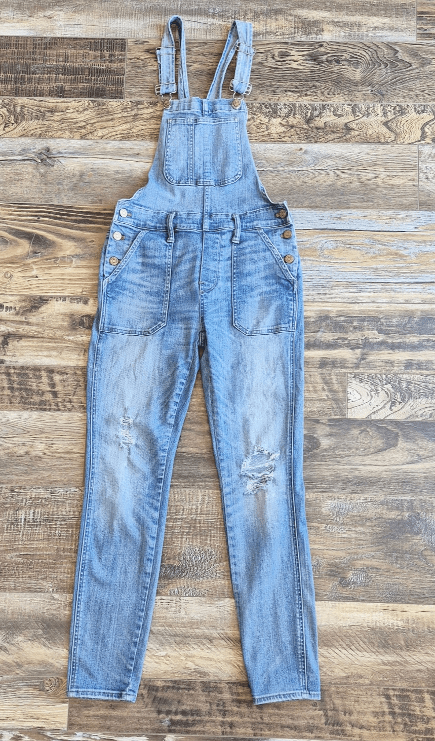 Madewell Skinny Denim Overalls Distressed Stretch Blue Adrian Wash Sz.XS #C2166 - Thumbnail 3