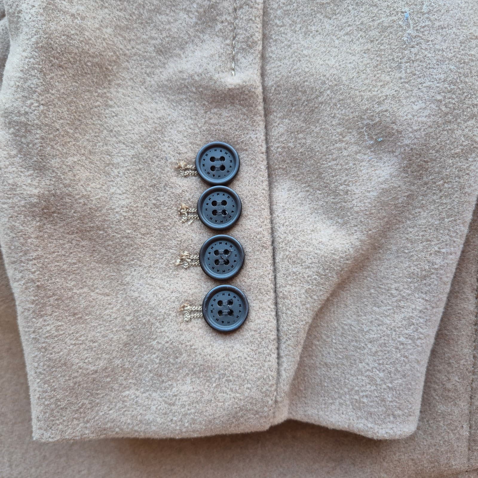 NWoT H&M Man's 42R Wool Blend Peacoat Overcoat Funnel Neck Button Pocket Camel - Thumbnail 7