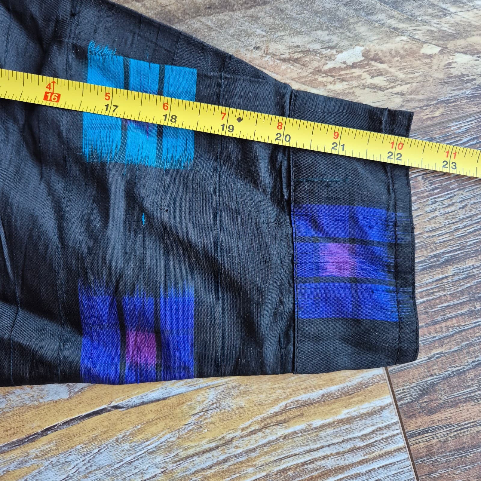 Vintage Chico's Design 100% Silk Geo-Print Boxy Shirt Button-Up Blue Black Sz.3 - Thumbnail 10