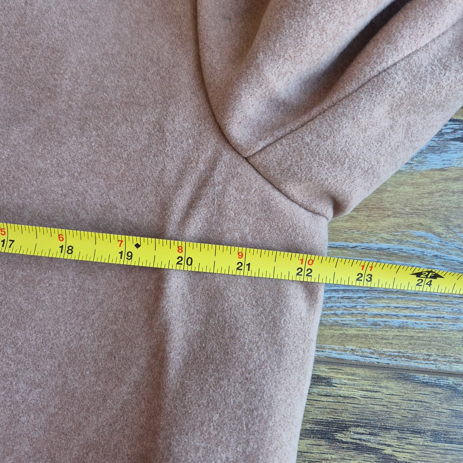 NWoT H&M Man's 42R Wool Blend Peacoat Overcoat Funnel Neck Button Pocket Camel - Thumbnail 11