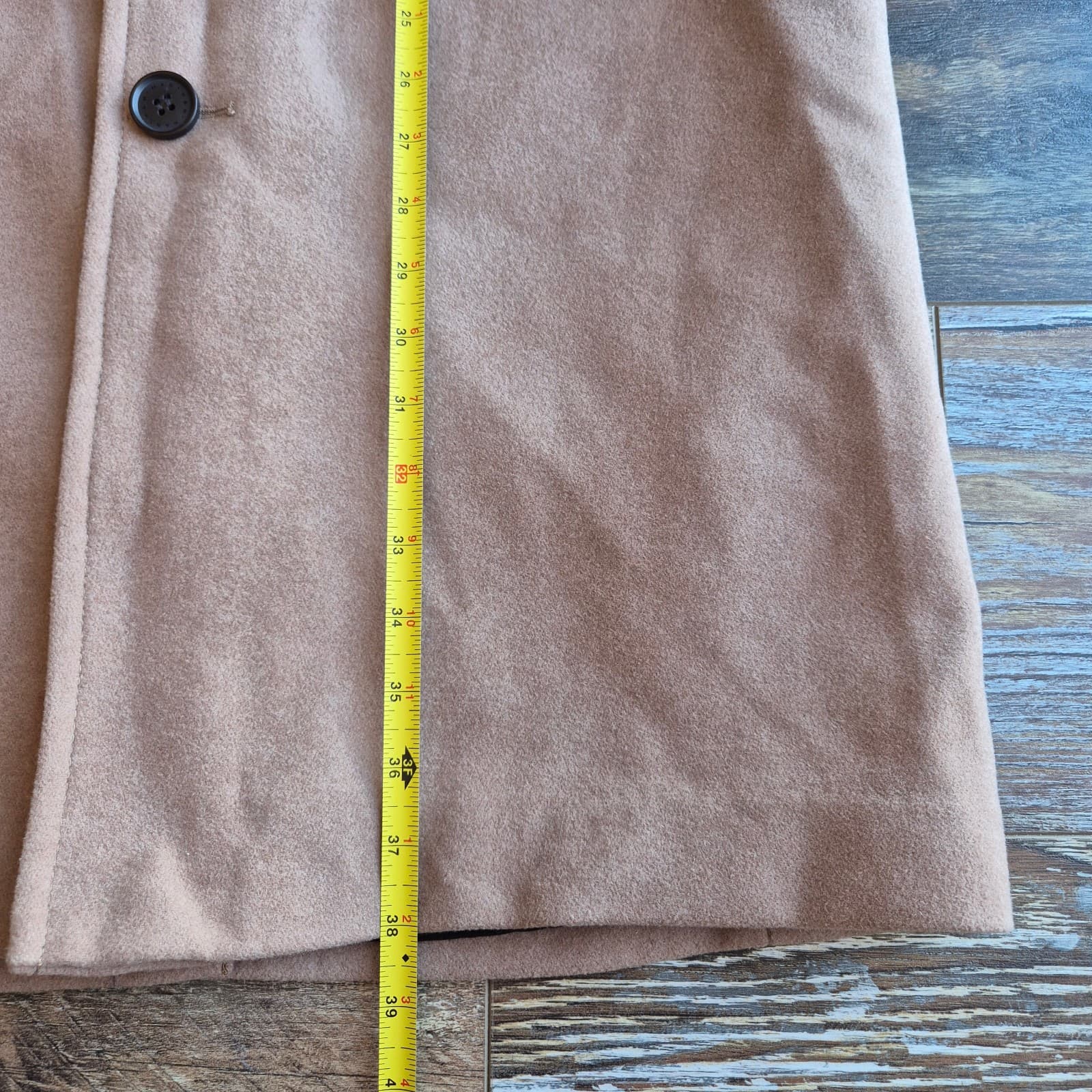 NWoT H&M Man's 42R Wool Blend Peacoat Overcoat Funnel Neck Button Pocket Camel - Thumbnail 12