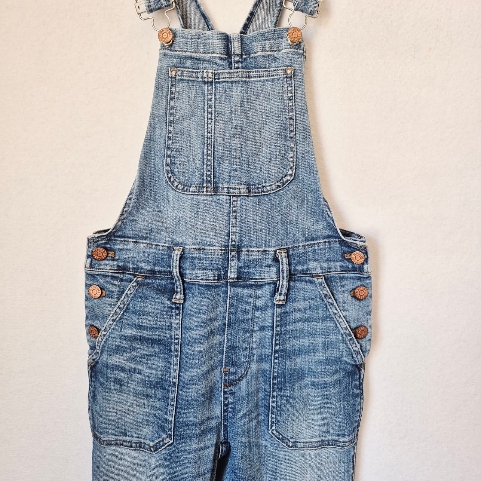 Madewell Skinny Denim Overalls Distressed Stretch Blue Adrian Wash Sz.XS #C2166 - Thumbnail 5