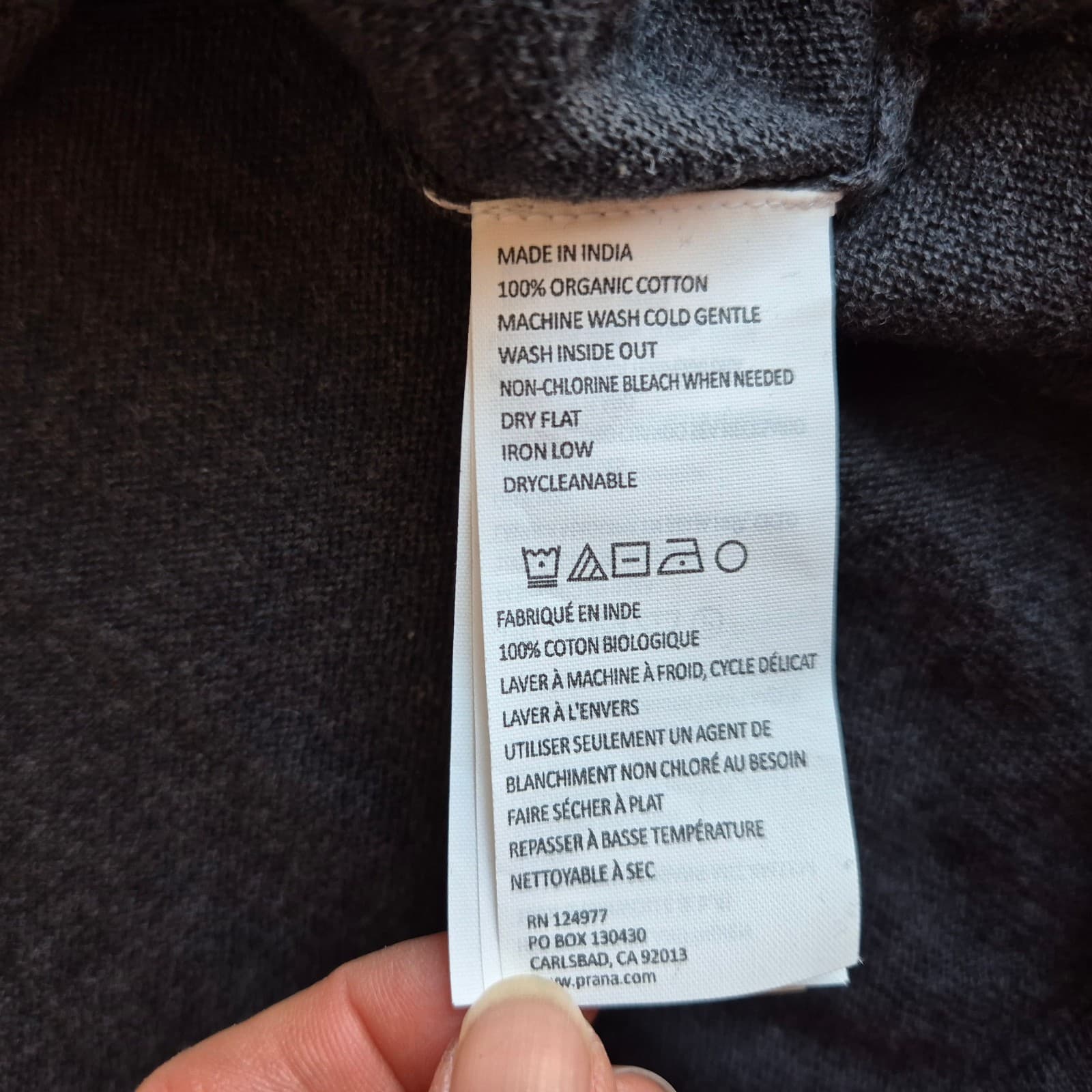 NWT Prana Leigh Organic Cotton Sweater Dress Drop Waist Drawstring Black Women M - Thumbnail 13