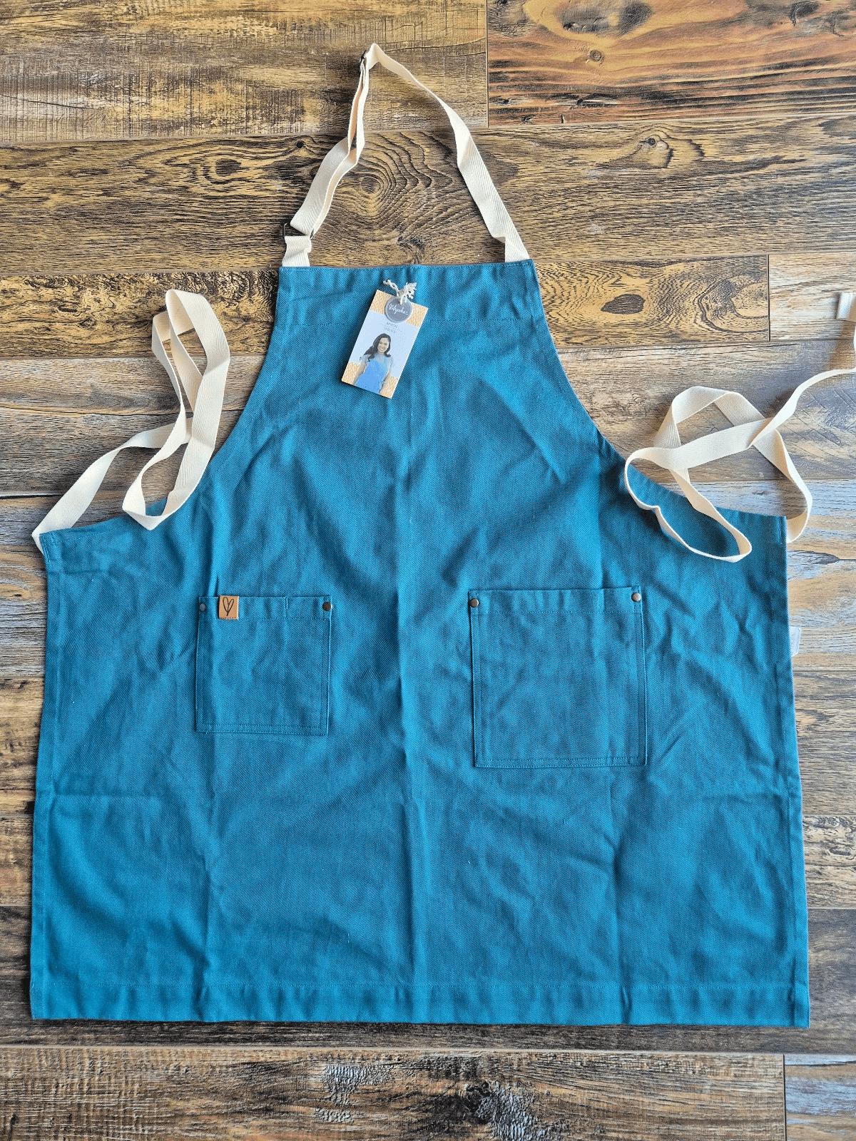 NEW KAF HOME Ayesha Curry Twill Cotton Apron Pockets Adjustable Strap Green - Thumbnail 2