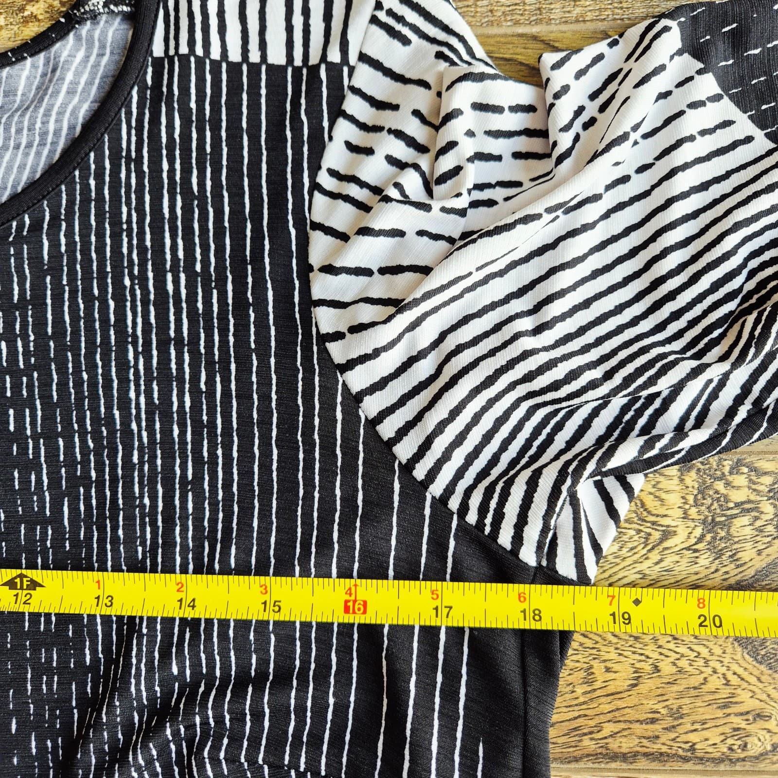 Q'neel Nordic Design Jersey Striped Swing Maxi Dress 3/4 Sleeve Black White EU42 - Thumbnail 11