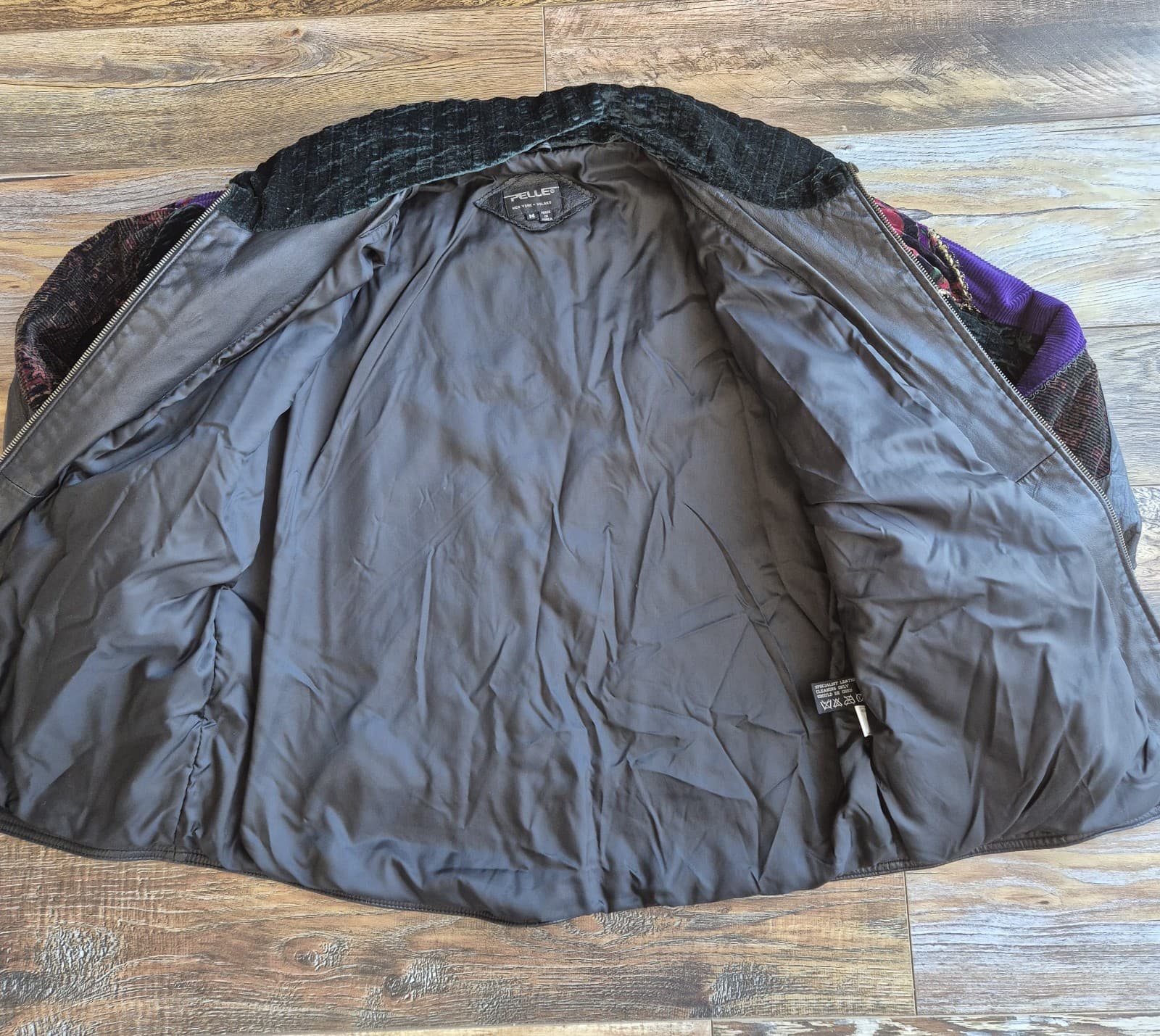 Vintage Pelle New York Milano Leather Mix-Media Patchwork Jacket Zip Pocket Sz.M - Thumbnail 13