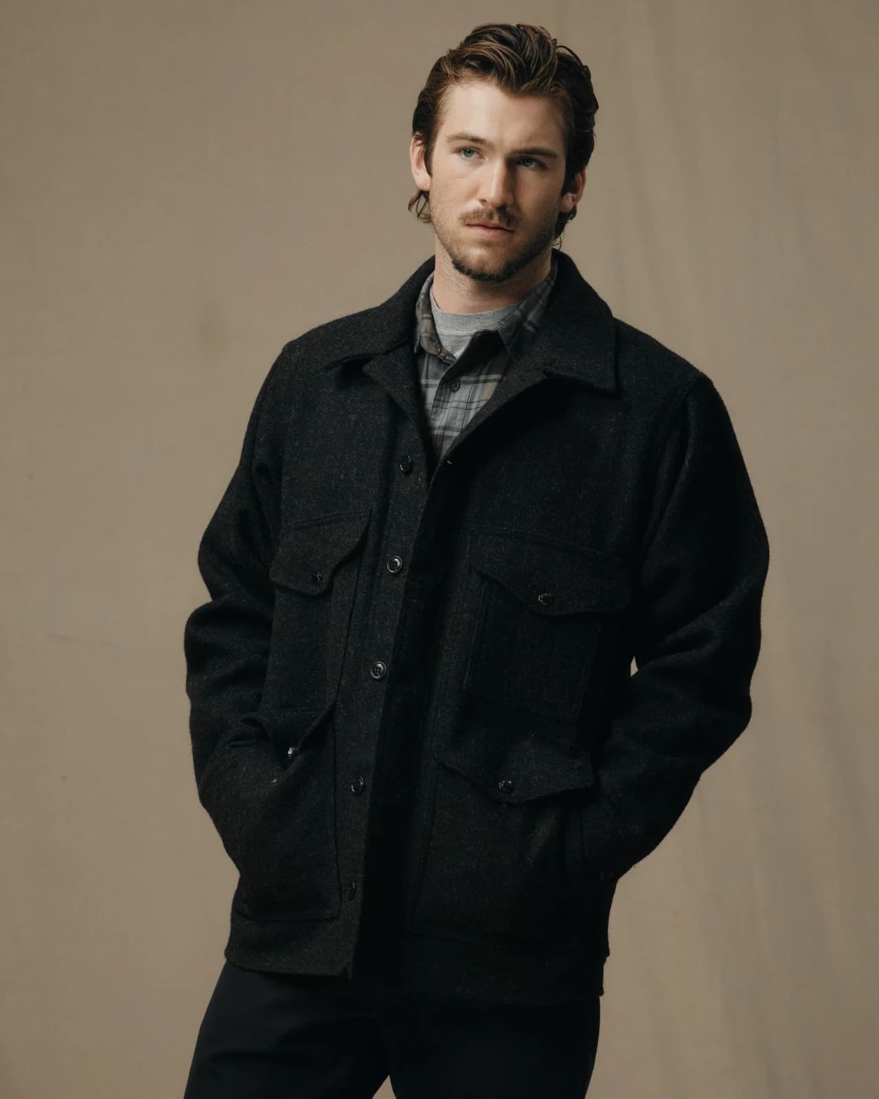 Filson Mackinaw Wool Cruiser Jacket Button Black Men's 42 Made in USA Style 110 - Thumbnail 5