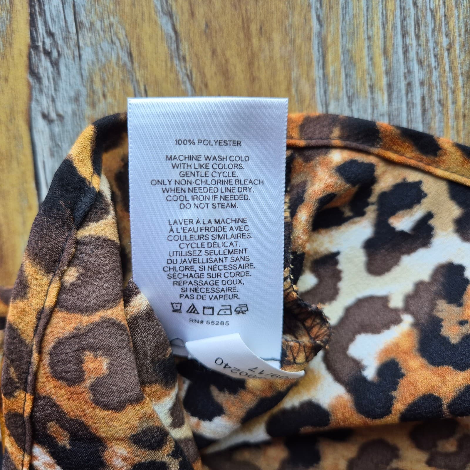 EXPRESS Portofino Leopard Chiffon Slim Fit Shirt Roll Tap Sleeve Brown Women's M - Thumbnail 10