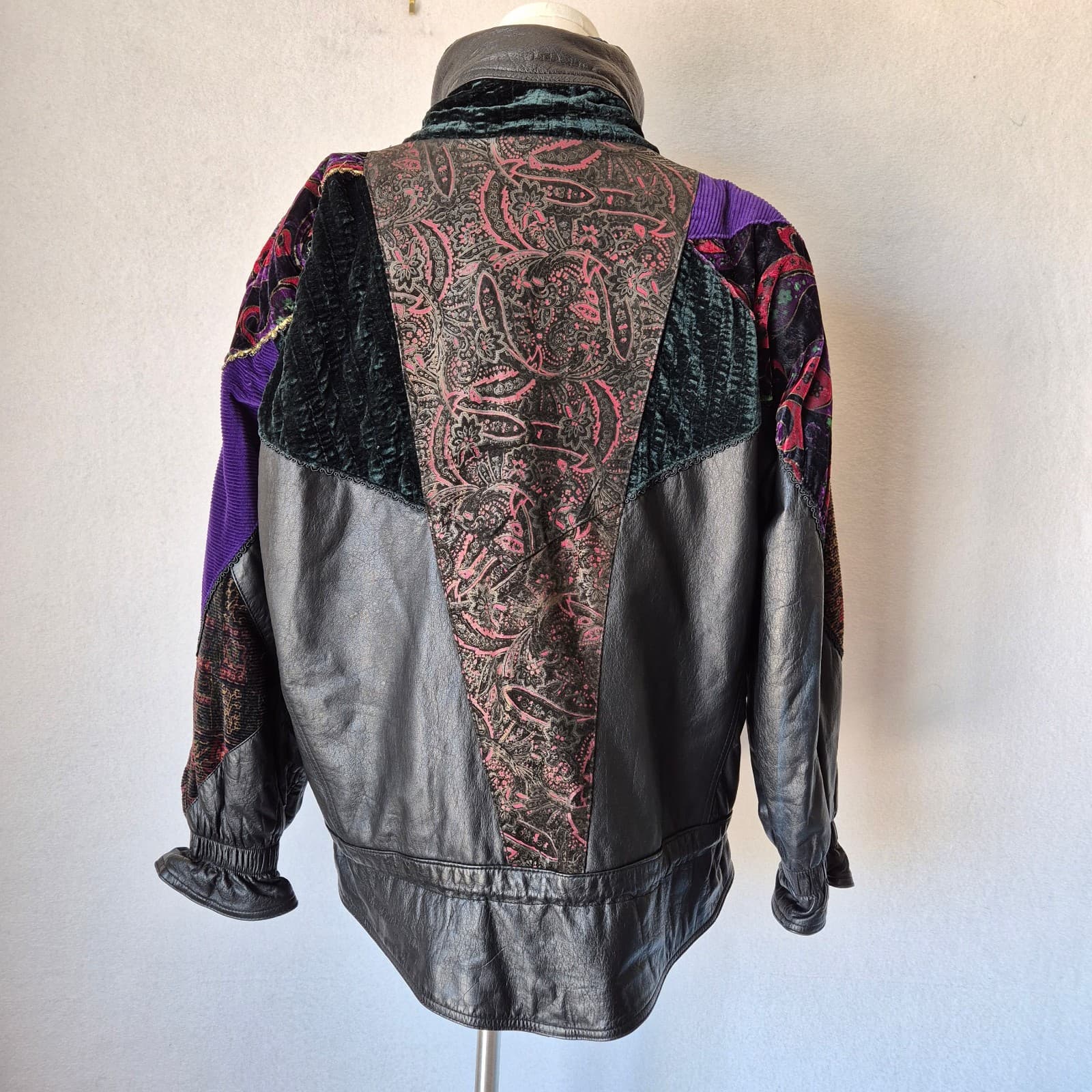 Vintage Pelle New York Milano Leather Mix-Media Patchwork Jacket Zip Pocket Sz.M - Thumbnail 7