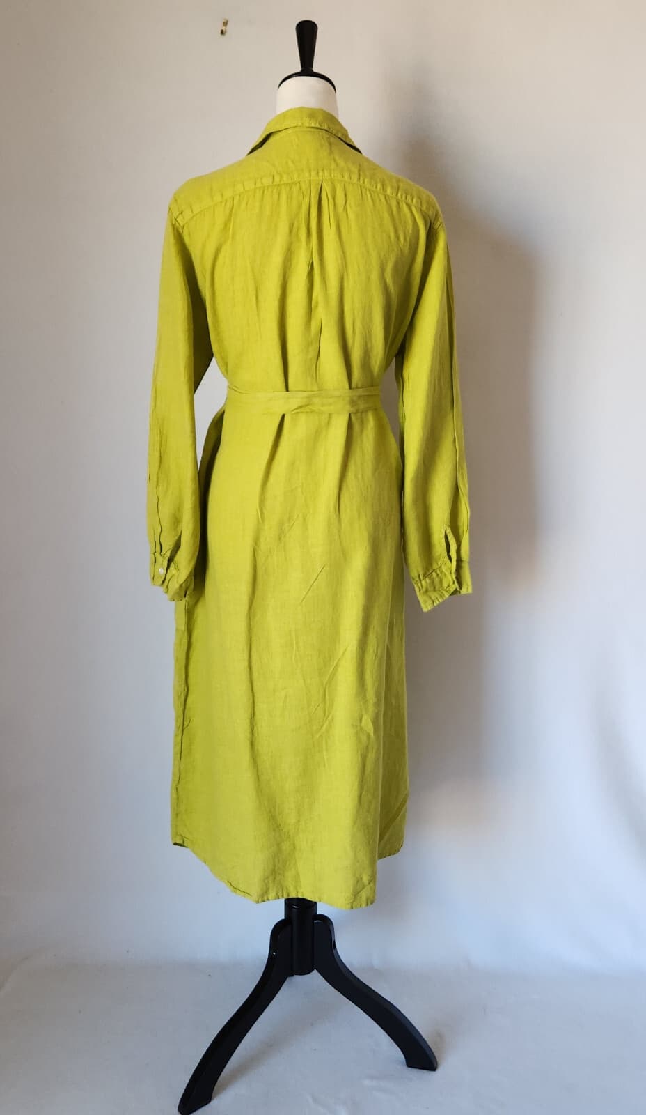 Velvet Graham & Spencer Linen Belted Shirt Dress Long Sleeve Pocket Lemondrop M - Thumbnail 8