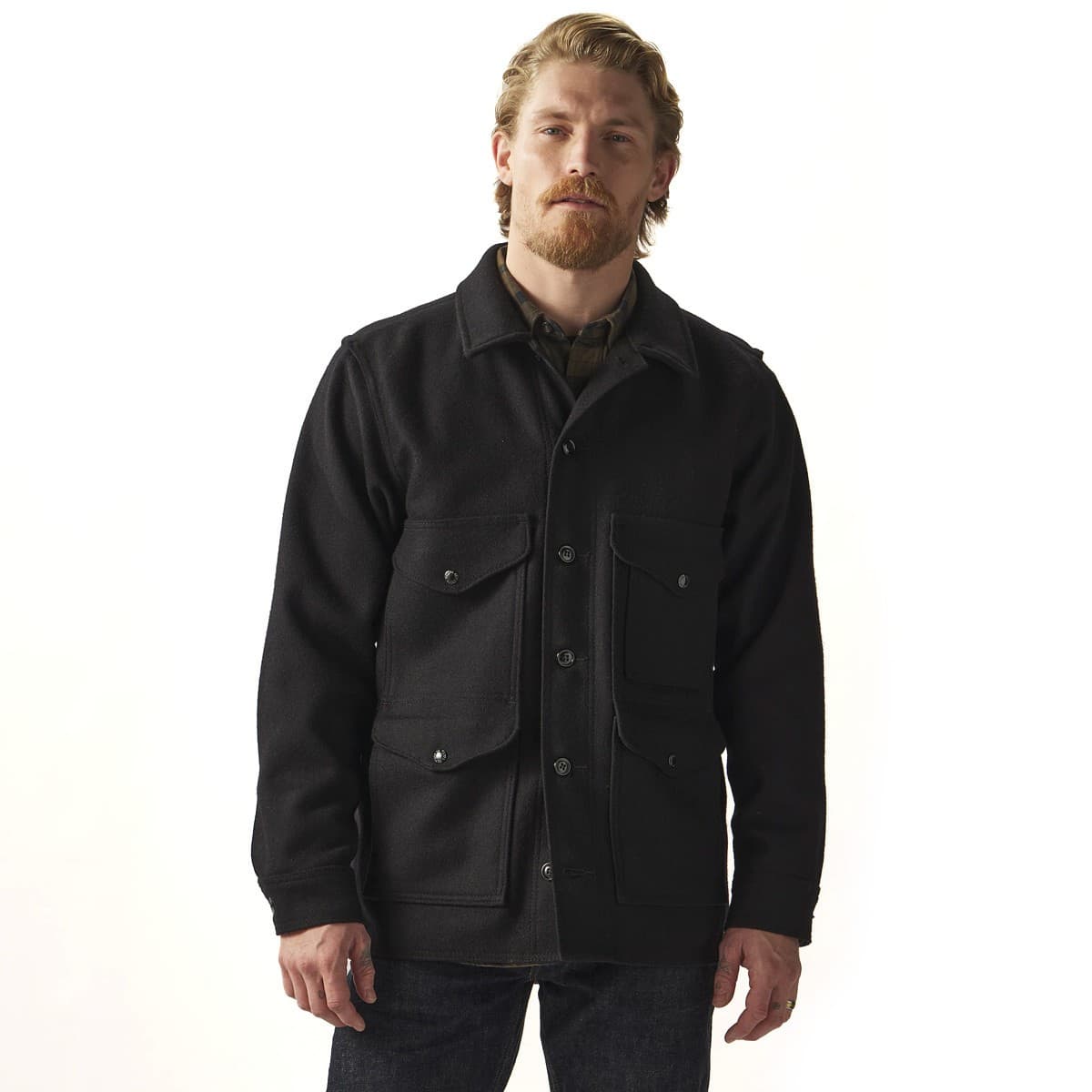 Filson Mackinaw Wool Cruiser Jacket Button Black Men's 42 Made in USA Style 110 - Thumbnail 6