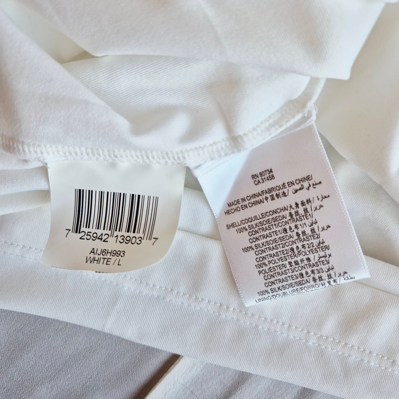 NWoT BCBGMaxazria 100% Silk Party Evening Sheer Chiffon Mini Dress Ivory Sz.L - Thumbnail 16