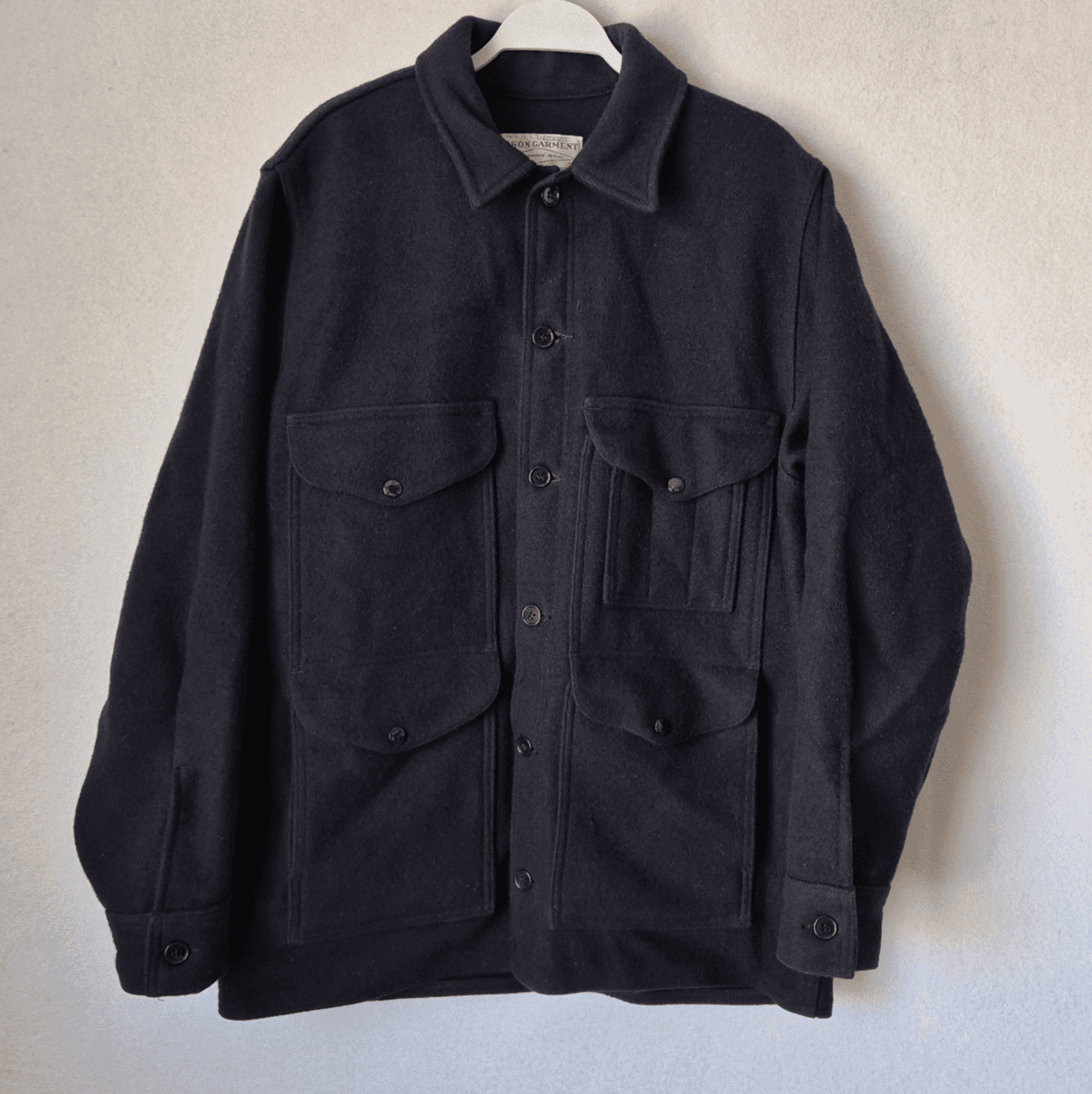 Filson Mackinaw Wool Cruiser Jacket Button Black Men's 42 Made in USA Style 110 - Thumbnail 4