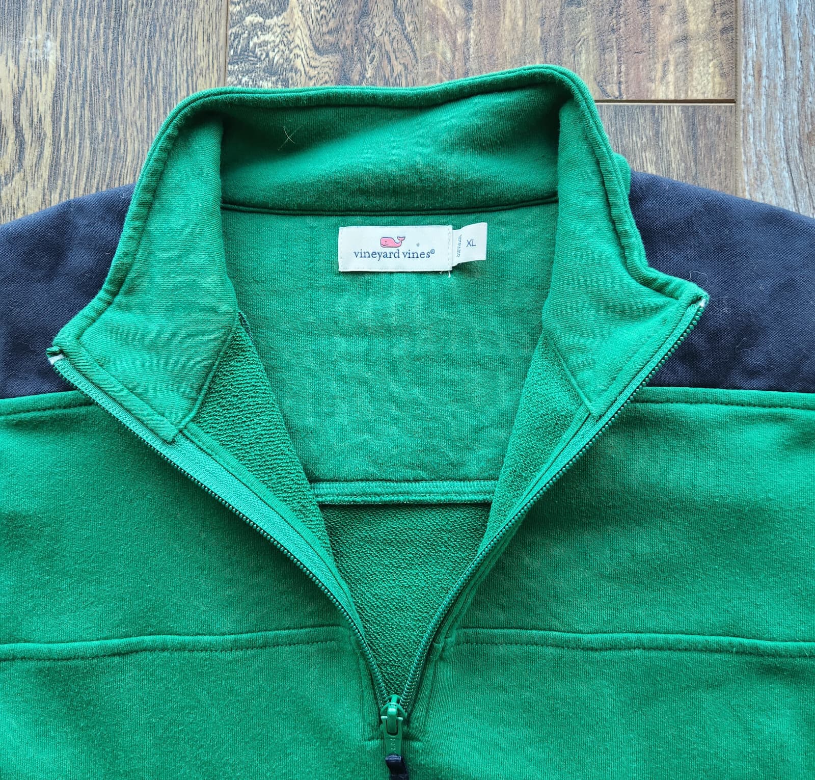 Vineyard Vines Shep Shirt Sweatshirt 1/4 Zip French Terry Green Blue Men's XL - Thumbnail 3