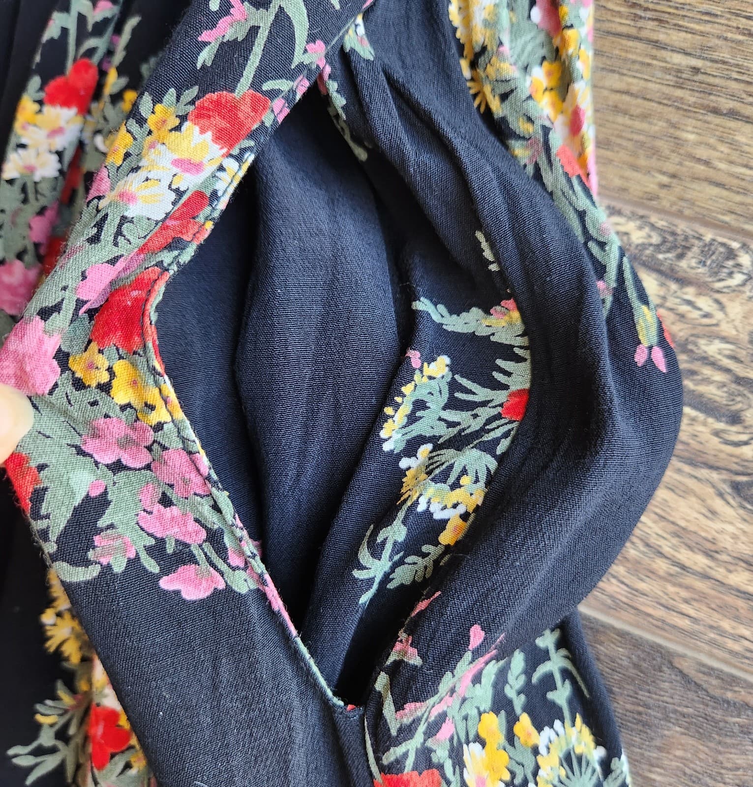 Vintage Loco Lindo Floral Velvet Cottagecore Maxi Dress Silk Rayon Black Sz.M - Thumbnail 9
