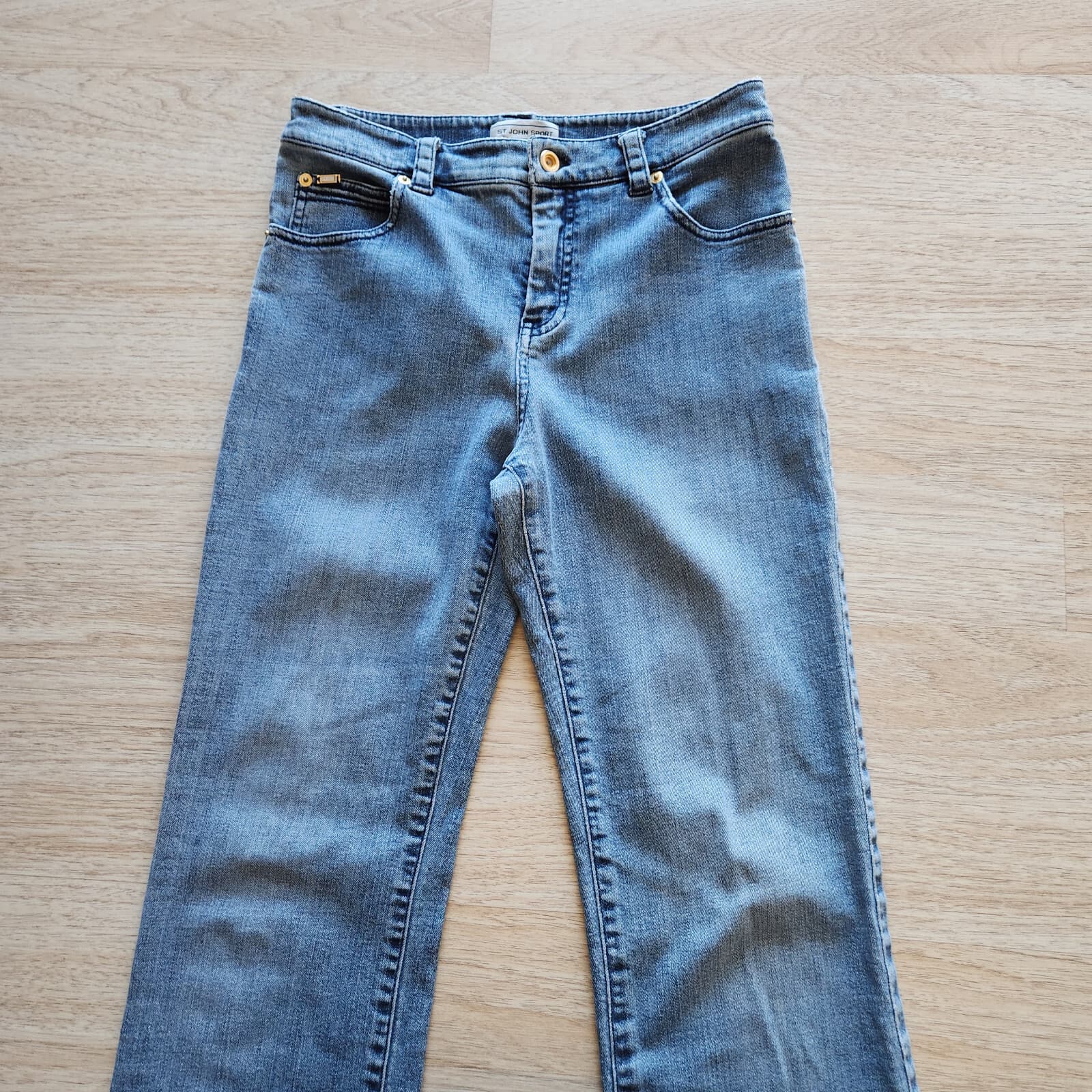ST. JOHN SPORT Boot Cut Jeans Zip Stretch Medium Washed Blue Women's 2 (29") - Thumbnail 3