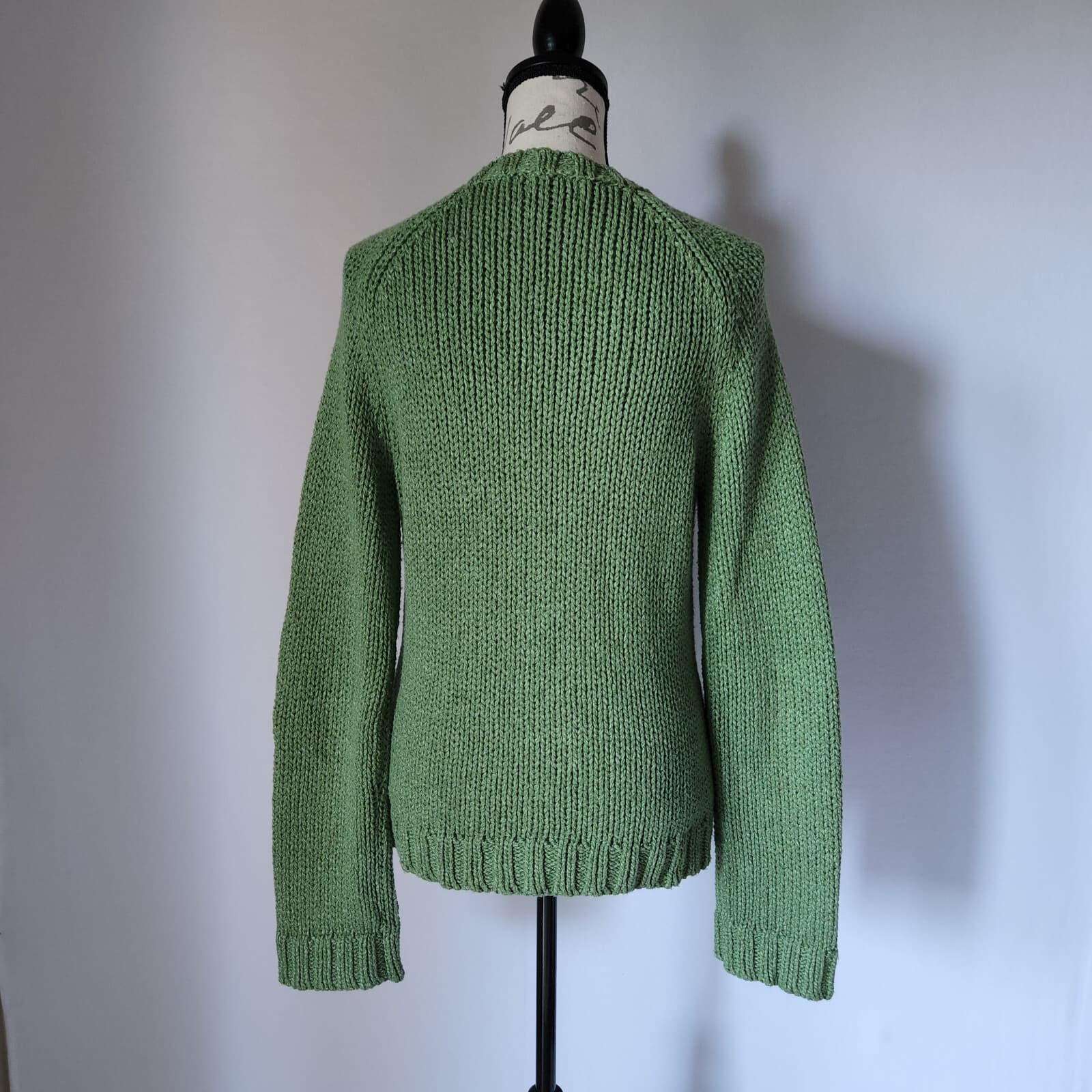 Vintage American Eagle 100% Cotton Sweater Long Sleeve Green Women L Hong Kong - Thumbnail 5