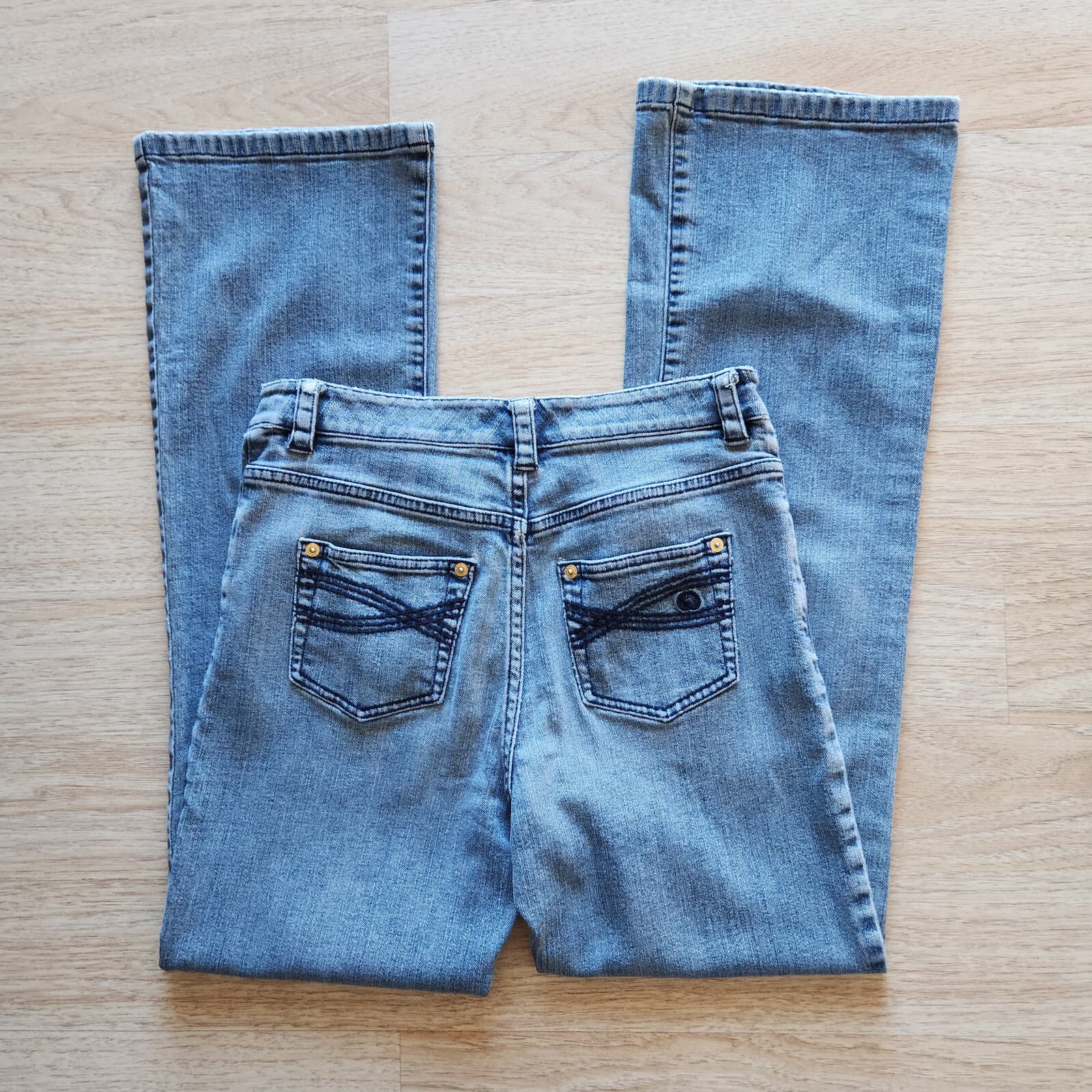 ST. JOHN SPORT Boot Cut Jeans Zip Stretch Medium Washed Blue Women's 2 (29") - Thumbnail 7
