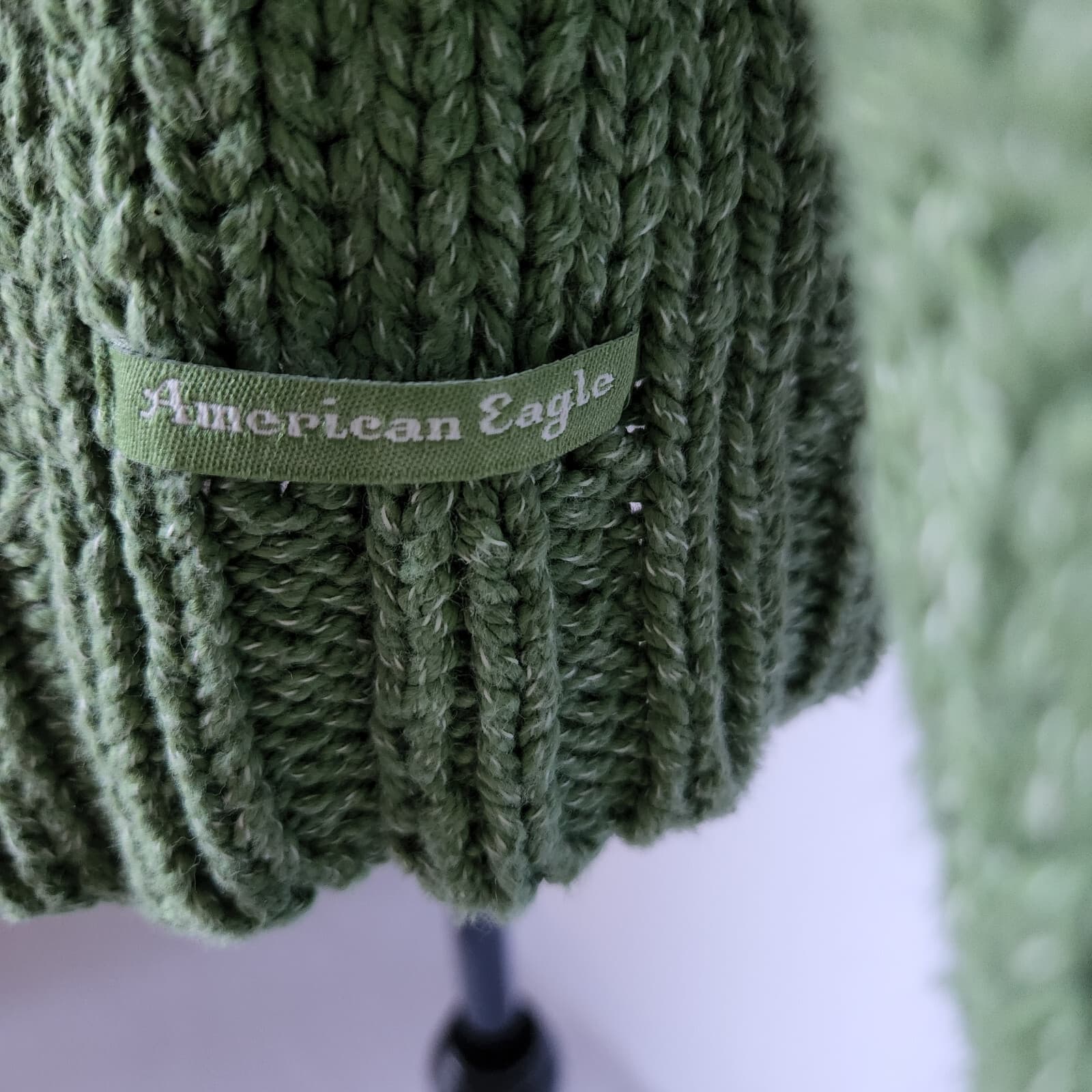 Vintage American Eagle 100% Cotton Sweater Long Sleeve Green Women L Hong Kong - Thumbnail 4