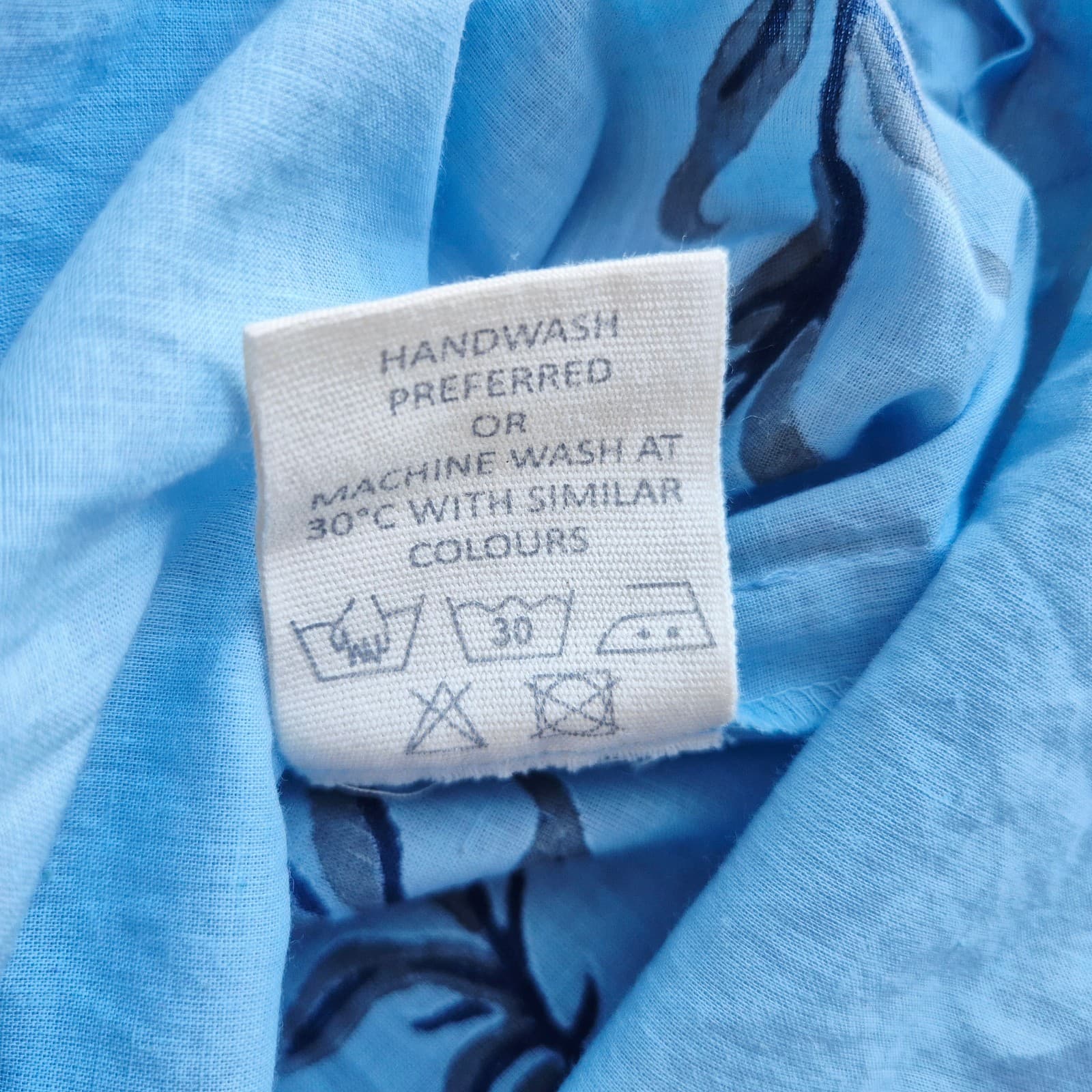 NWoT NoLoGo Heart & Soul Block Printed Cotton Kaftan Maxi Dress Pocket Blue M/L - Thumbnail 9