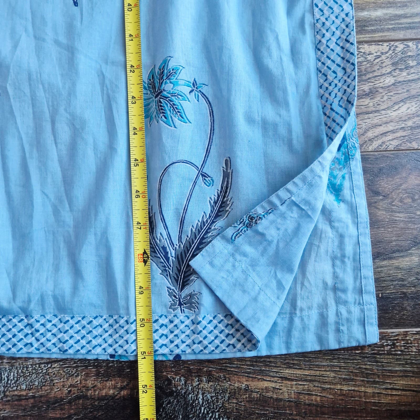 NWoT NoLoGo Heart & Soul Block Printed Cotton Kaftan Maxi Dress Pocket Blue M/L - Thumbnail 12