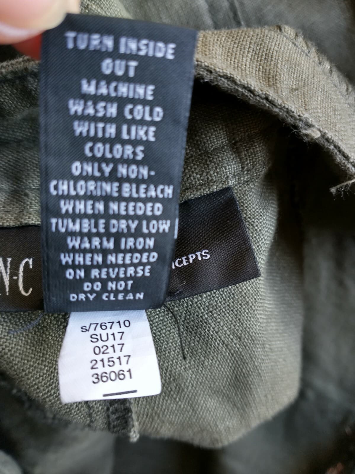 International Concepts Women 100%Linen Embroidered Crop Pants Olive Green Sz.4 - Thumbnail 8