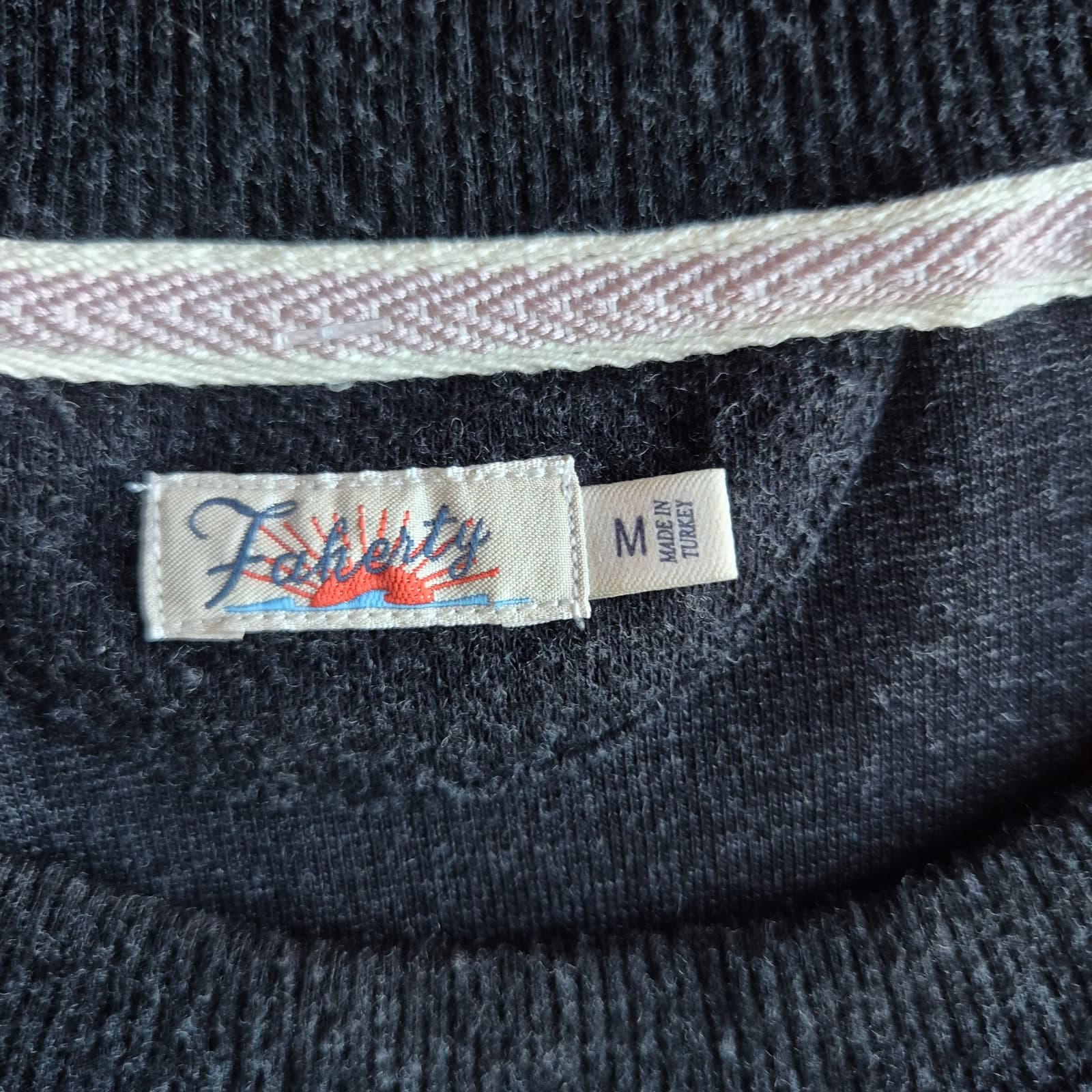 Faherty Legend Apres Waffle Knit Crew Neck Sweater Twill Heathered Black Women M - Thumbnail 7