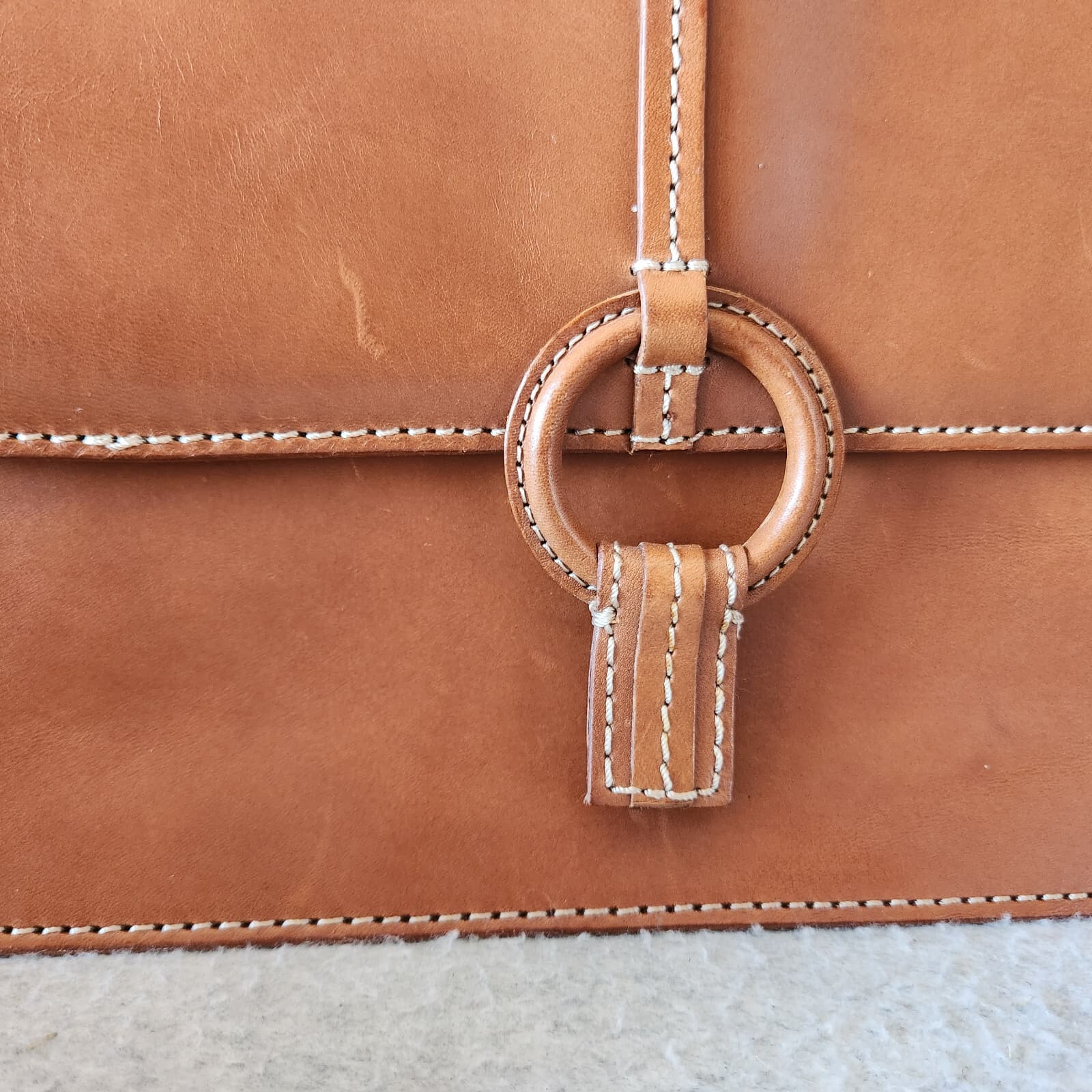 Vintage Fossil Cabo Flap Shoulder Bag Snap Leather Tan - Thumbnail 8
