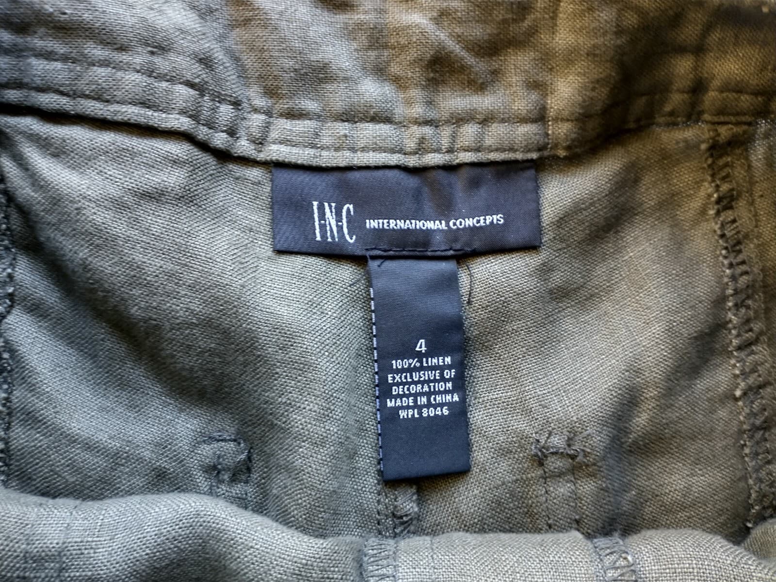 International Concepts Women 100%Linen Embroidered Crop Pants Olive Green Sz.4 - Thumbnail 6