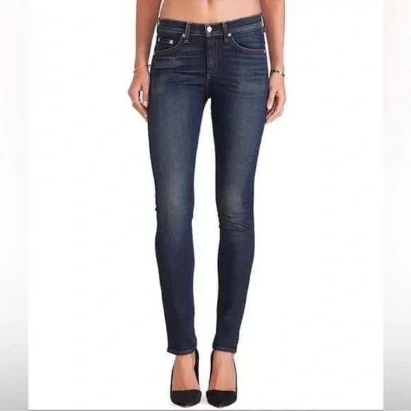Rag & Bone High Rise Skinny Jeans Blue Chaucer Cotton Blend Women 27 Made in USA - Thumbnail 2