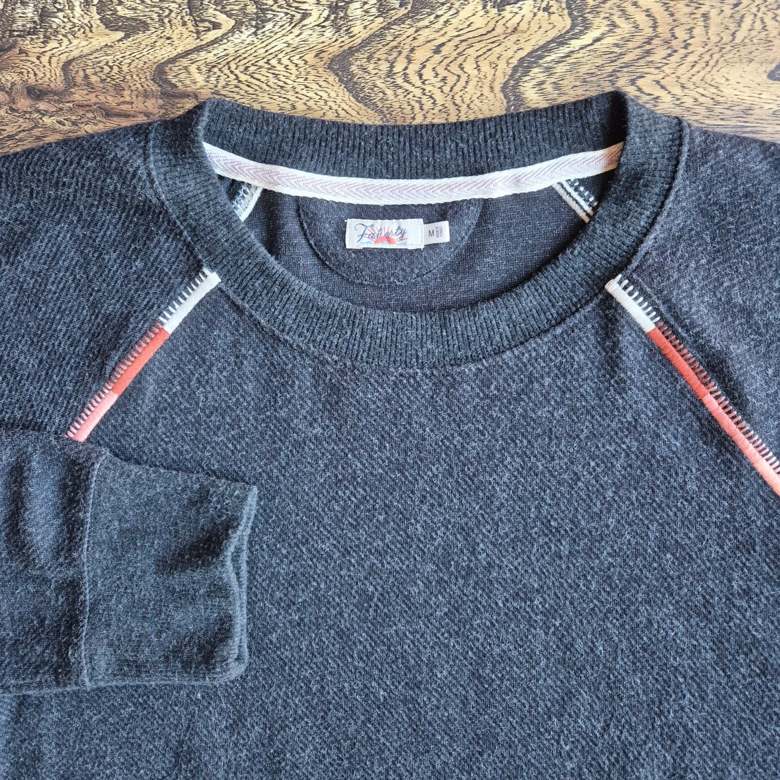 Faherty Legend Apres Waffle Knit Crew Neck Sweater Twill Heathered Black Women M - Thumbnail 6