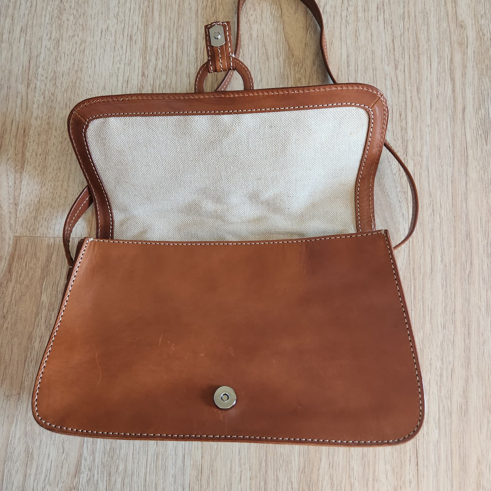 Vintage Fossil Cabo Flap Shoulder Bag Snap Leather Tan - Thumbnail 9