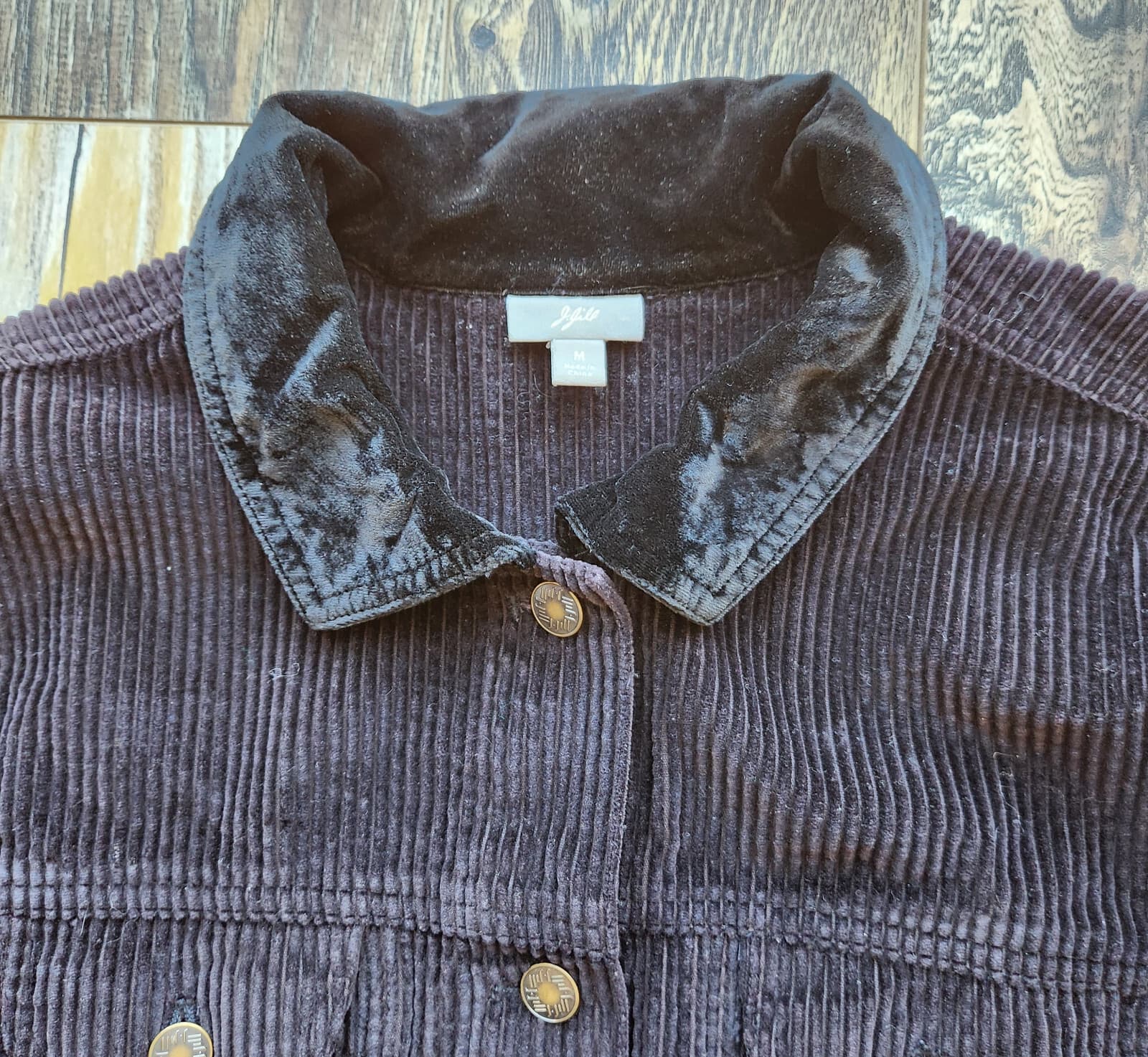 Vintage Y2K J.Jill Corduroy Bomber Tucker Jacket Velvet-Collar Pocket Black Sz.M - Thumbnail 10