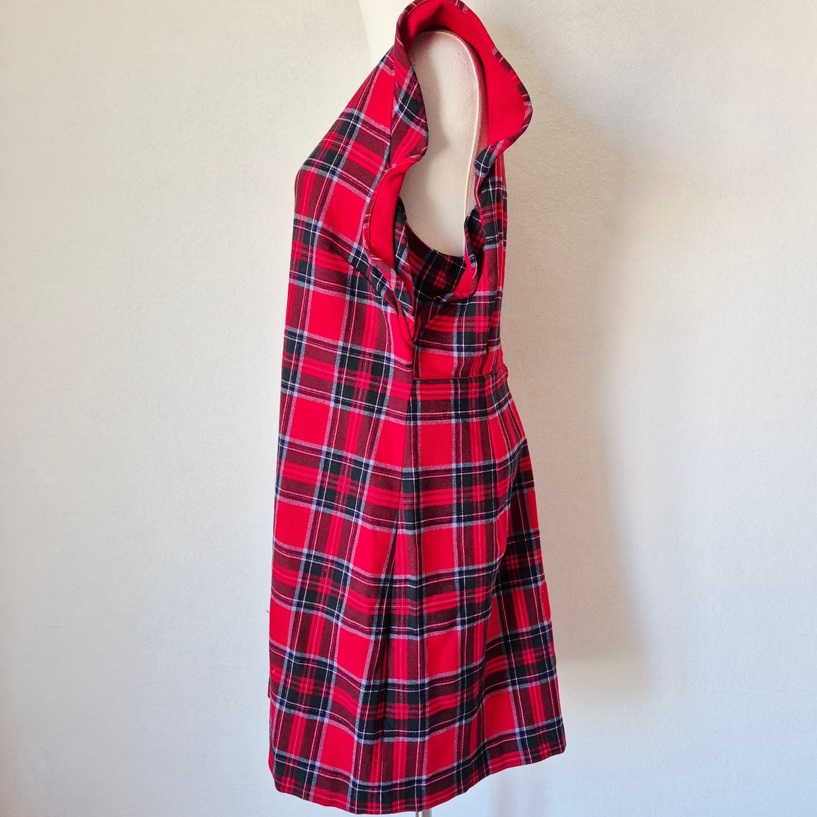 NWT Vineyard Vines $148 Nantucket Lurex Tartan Red Velvet Mini Shift Dress Sz.16 - Thumbnail 4