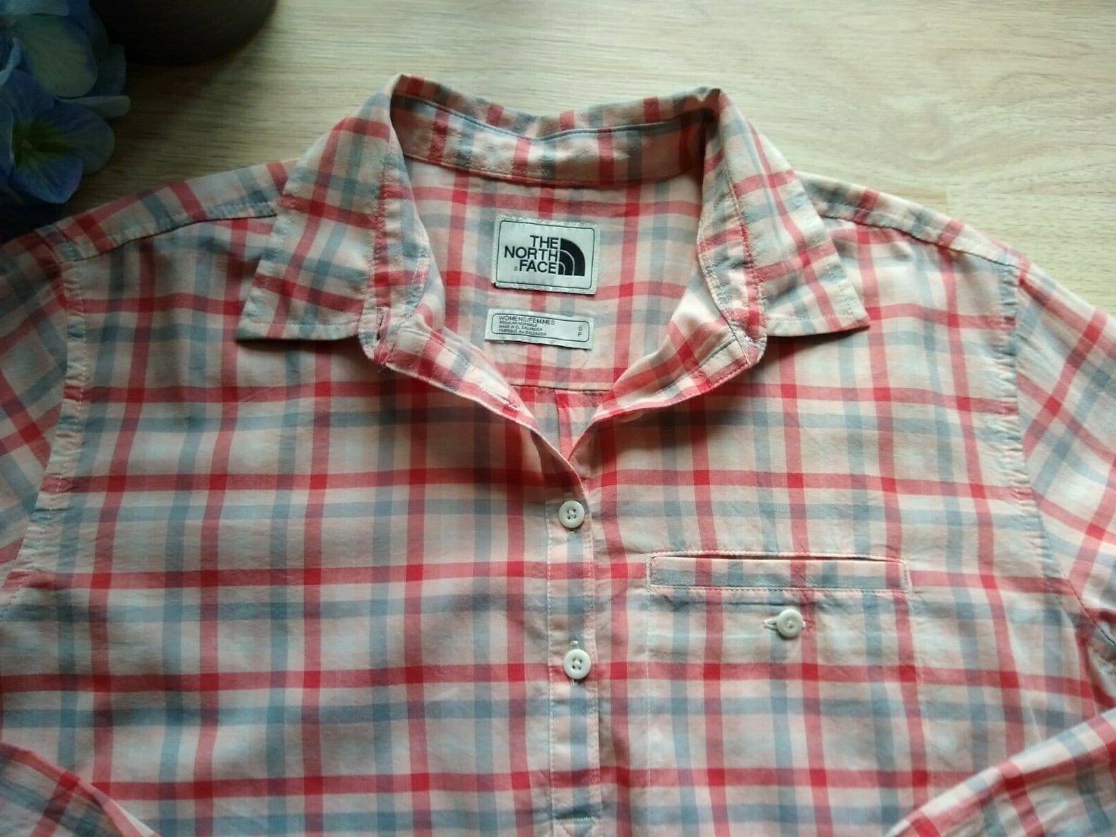 THE NORTH FACE Organic Cotton Top Shirt Pullover Long Sleeves 1/4-Button Plaid S - Thumbnail 8