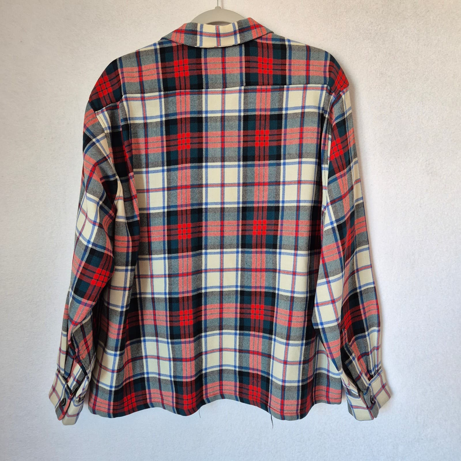 Vintage Concordia 100% Wool Multicolor Plaid Button-Down Shirt Long Sleeve Men L - Thumbnail 4