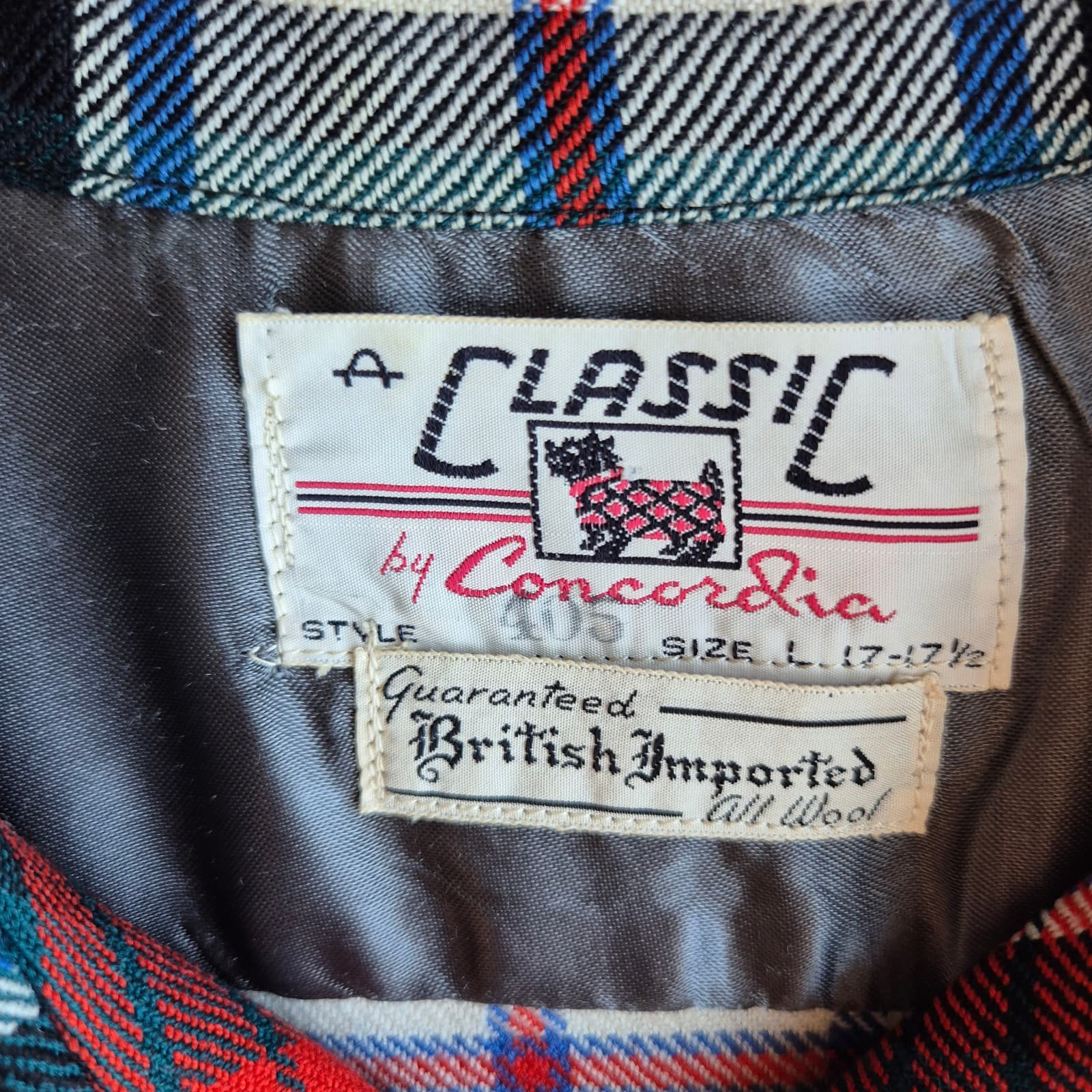 Vintage Concordia 100% Wool Multicolor Plaid Button-Down Shirt Long Sleeve Men L - Thumbnail 5