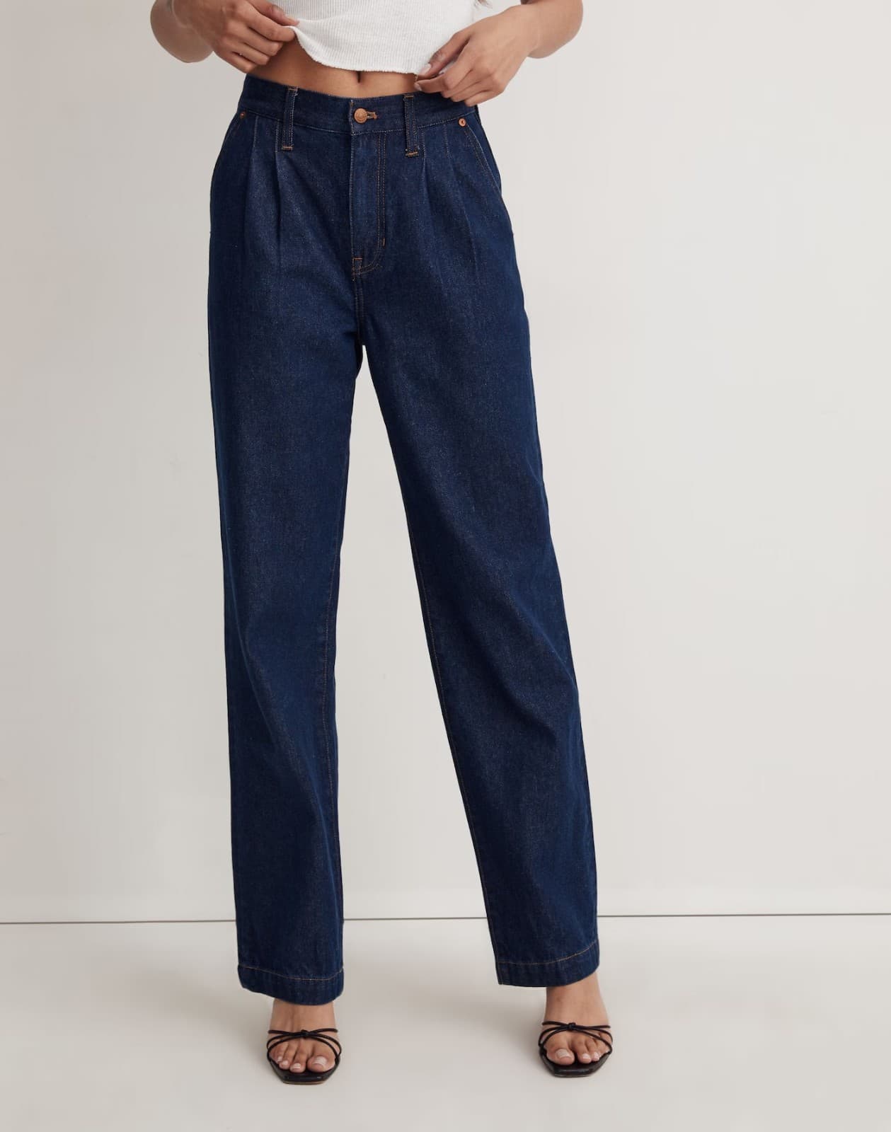 NWoT Madewell Baggy Straight Pleated Jeans Woodham Wash Blue Women's 25 #NH757 - Thumbnail 2
