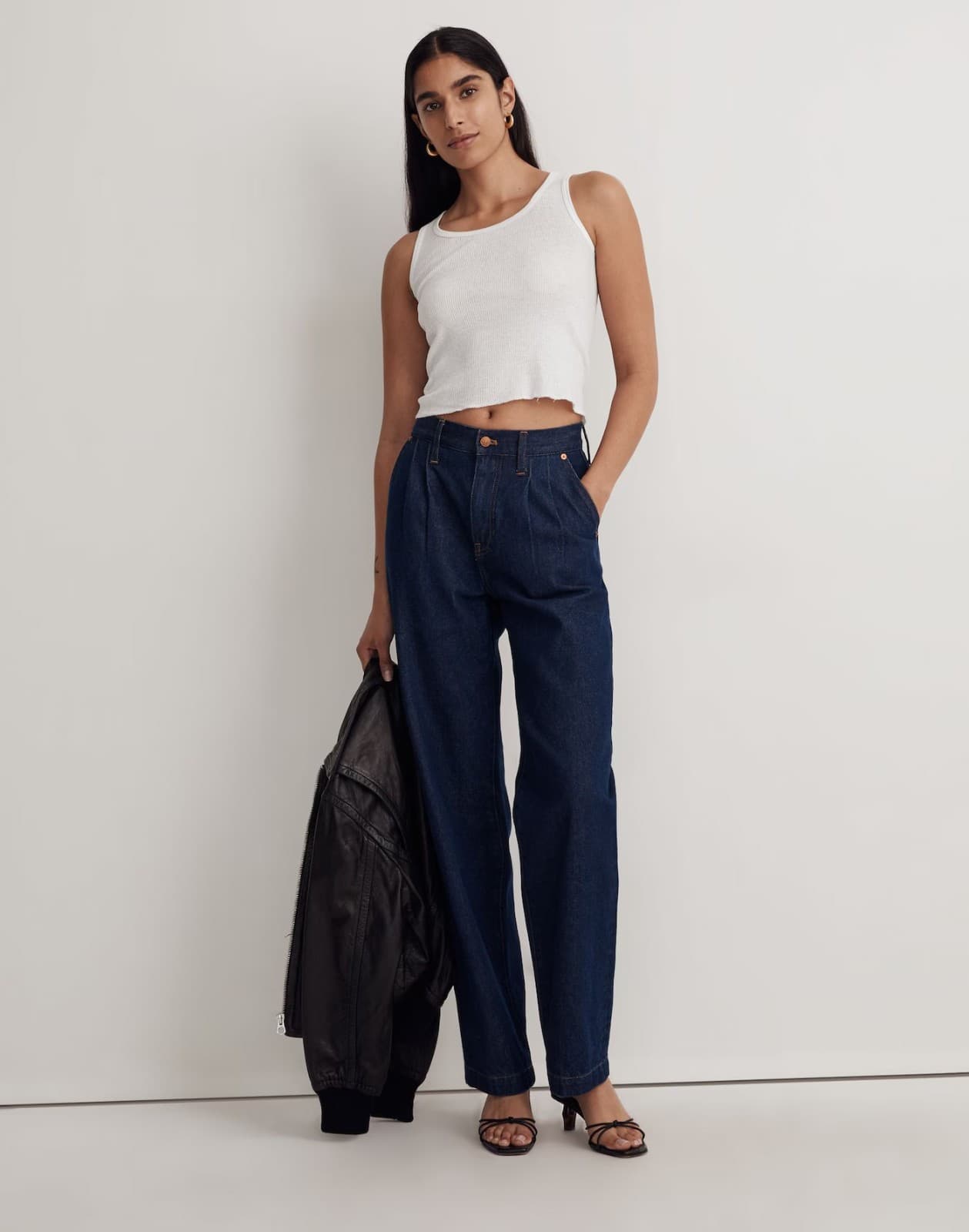 NWoT Madewell Baggy Straight Pleated Jeans Woodham Wash Blue Women's 25 #NH757 - Thumbnail 4