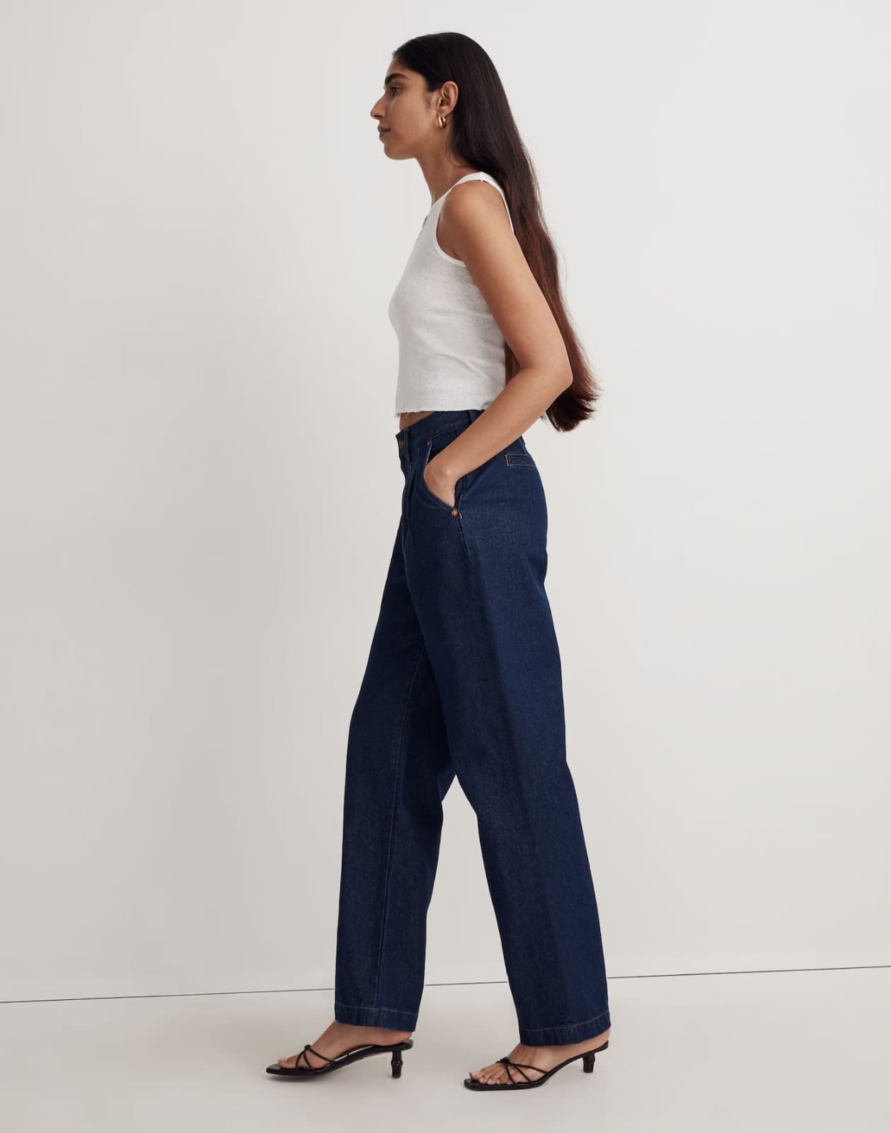 NWoT Madewell Baggy Straight Pleated Jeans Woodham Wash Blue Women's 25 #NH757 - Thumbnail 7