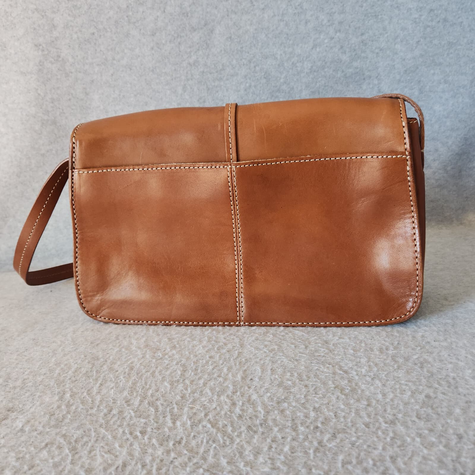 Vintage Fossil Cabo Flap Shoulder Bag Snap Leather Tan - Thumbnail 4