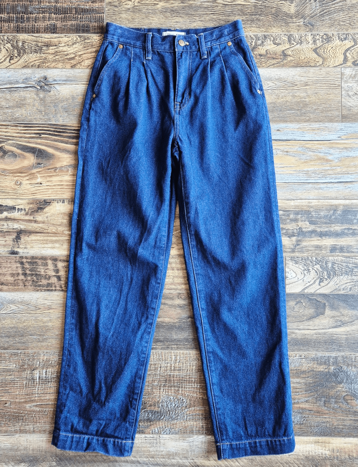 NWoT Madewell Baggy Straight Pleated Jeans Woodham Wash Blue Women's 25 #NH757 - Thumbnail 3