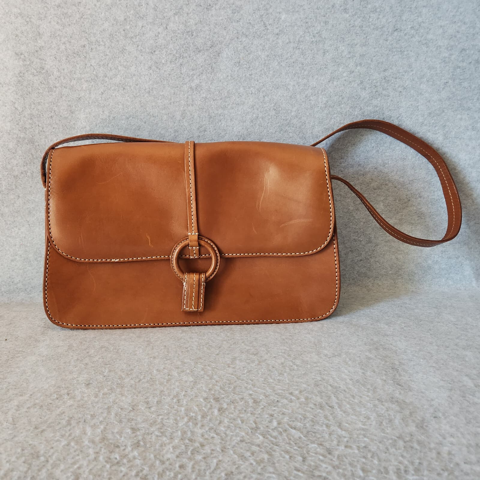 Vintage Fossil Cabo Flap Shoulder Bag Snap Leather Tan - Thumbnail 3