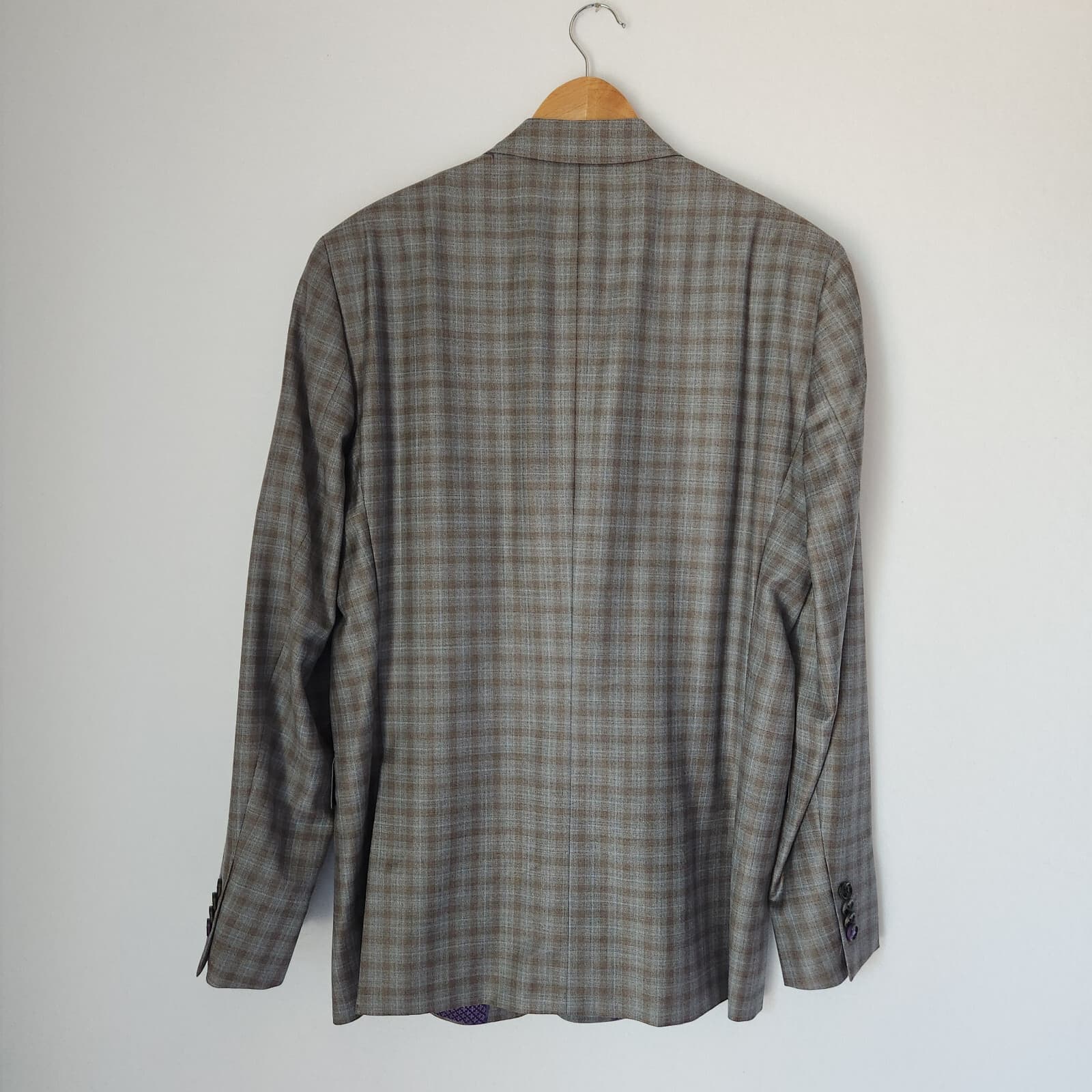 Ted Baker Jay Slim Fit Plaid Wool Sport Coat Two-Button Gray Brown Men's 40R - Thumbnail 4