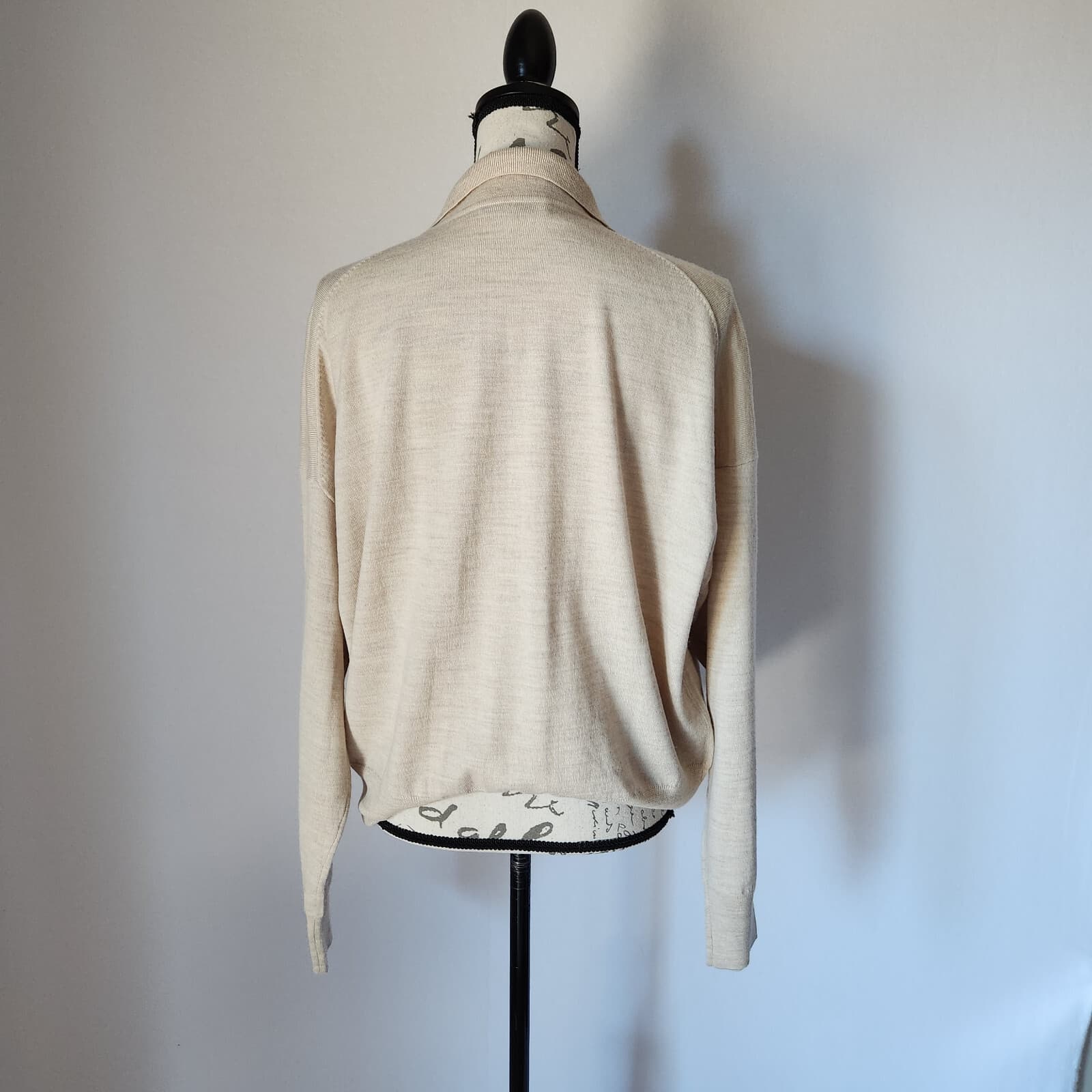 EUC Madewell 100% Merino Wool Polo Sweater Pullover Long Sleeve Beige Women XXL - Thumbnail 6